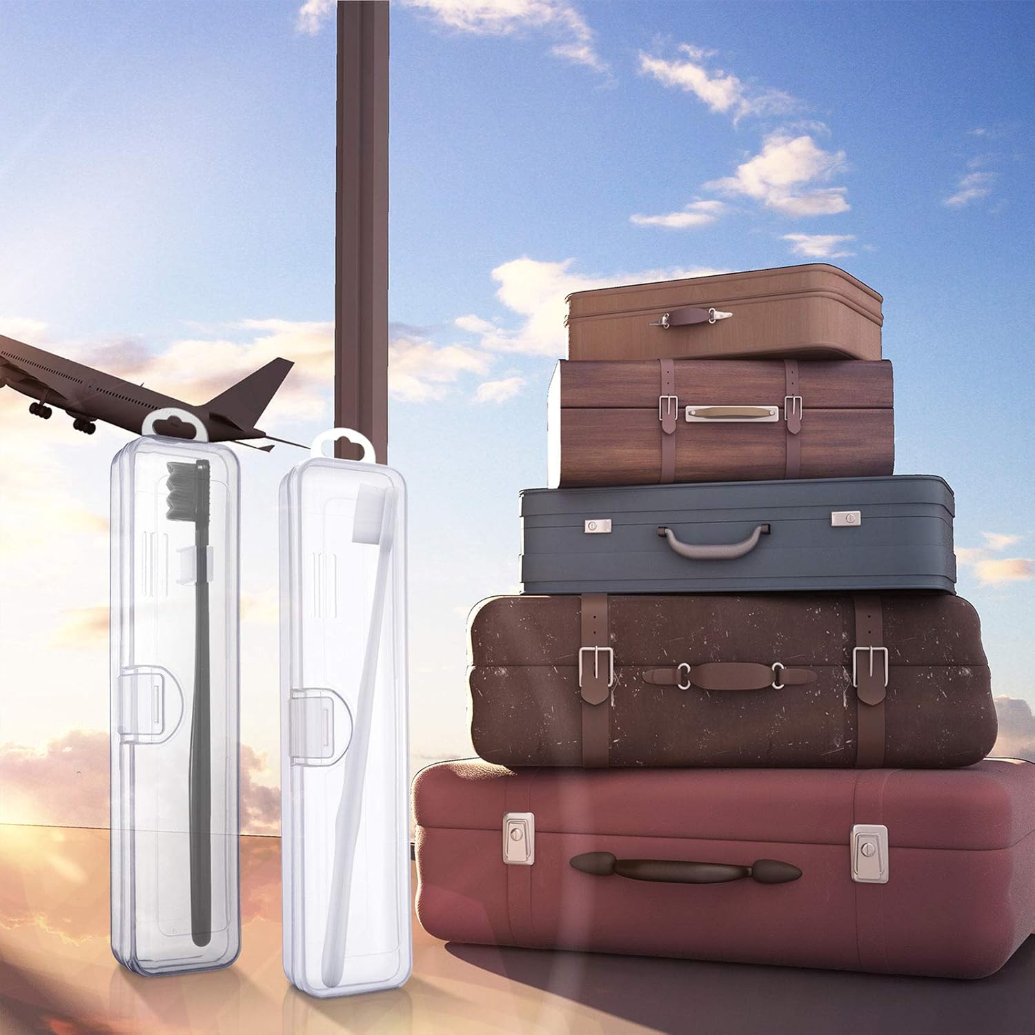 5 Pieces Portable Travel Toothbrush Case, Travel Toothbrush Holder Hard Plastic Dust-Proof Toothbrush Container Toothpaste Box Holder for Travel Use Clear