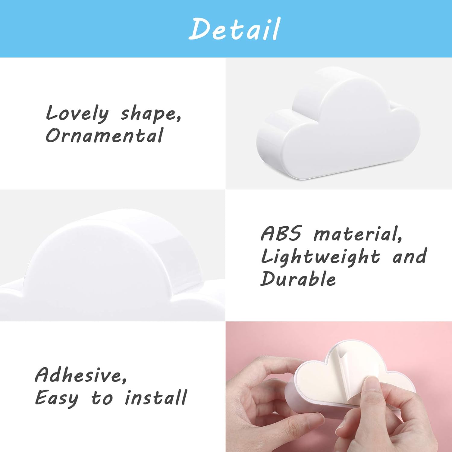 4 Pieces Cloud Magnetic Key Holder for Wall Key Rack Organizer Keychains Hooks with Adhesive for Door White