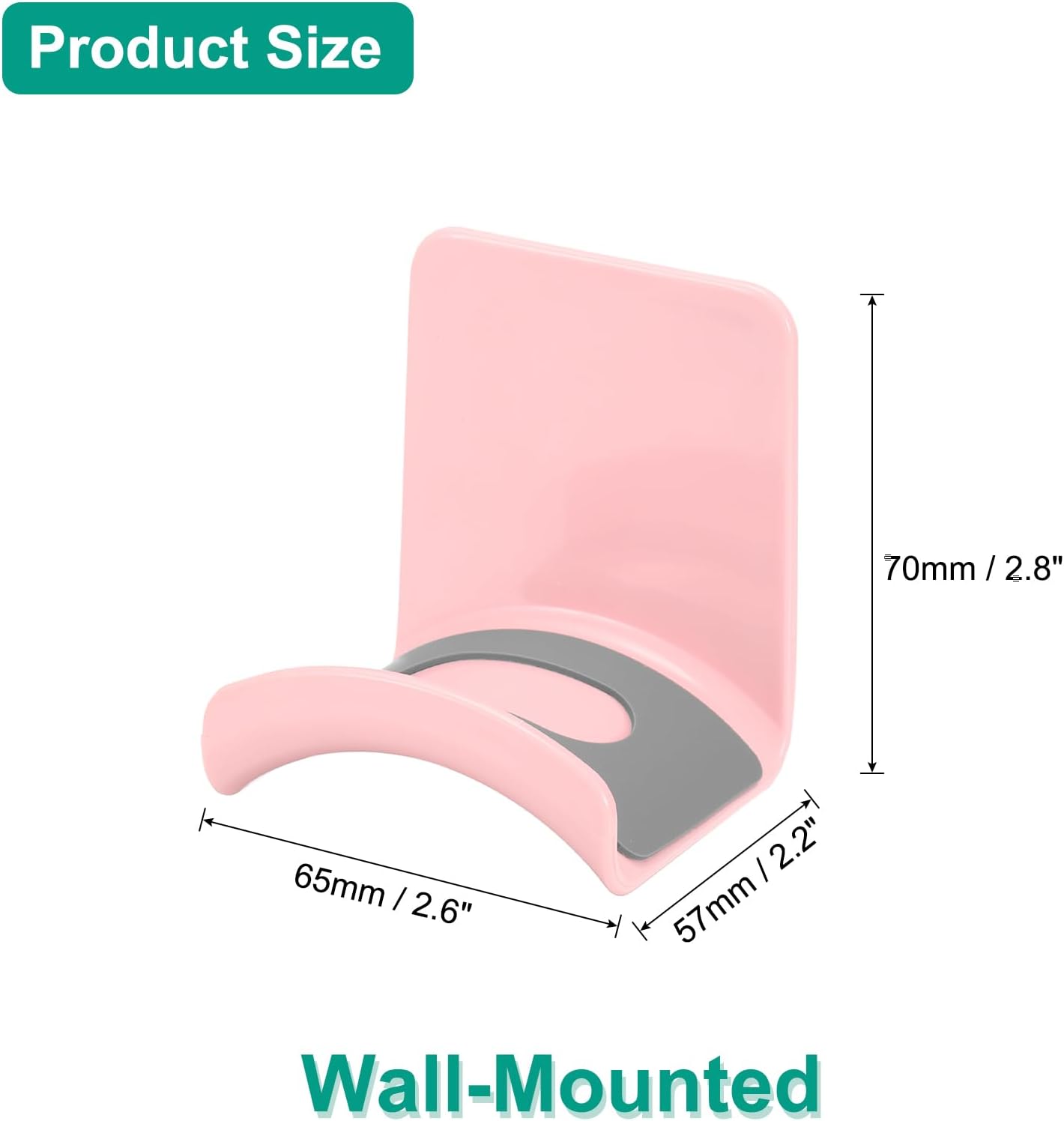 Headphone Stand, 1 Pcs ABS Headset Holder Adhesive Headphone Holder Hook Mount Headphone Hanger Hook Under Desk for Gaming Headphones Earphones Cables, Pink Wall-Mounted