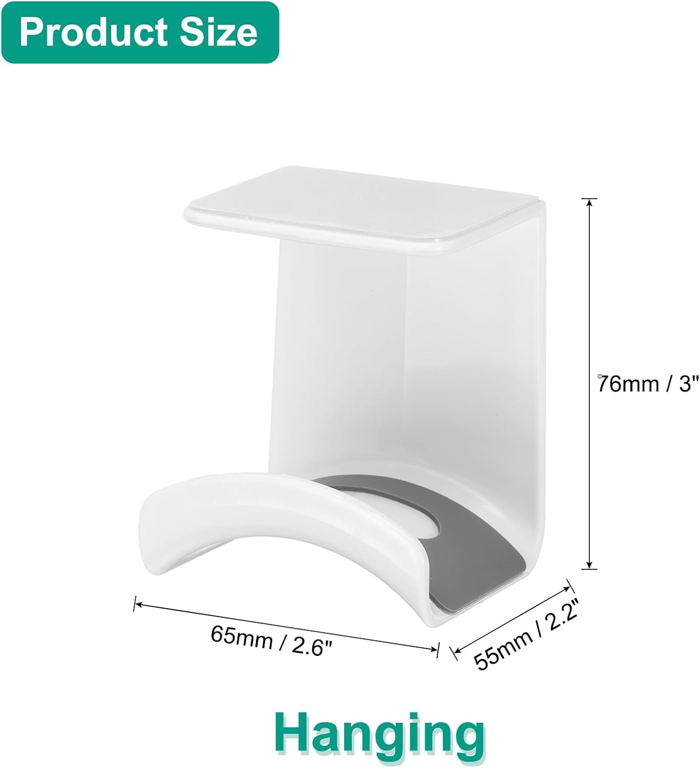 Headphone Stand, 1 Pcs ABS Headset Holder Adhesive Headphone Holder Hook Mount Headphone Hanger Hook Under Desk for Gaming Headphones Earphones Cables, White Hanging