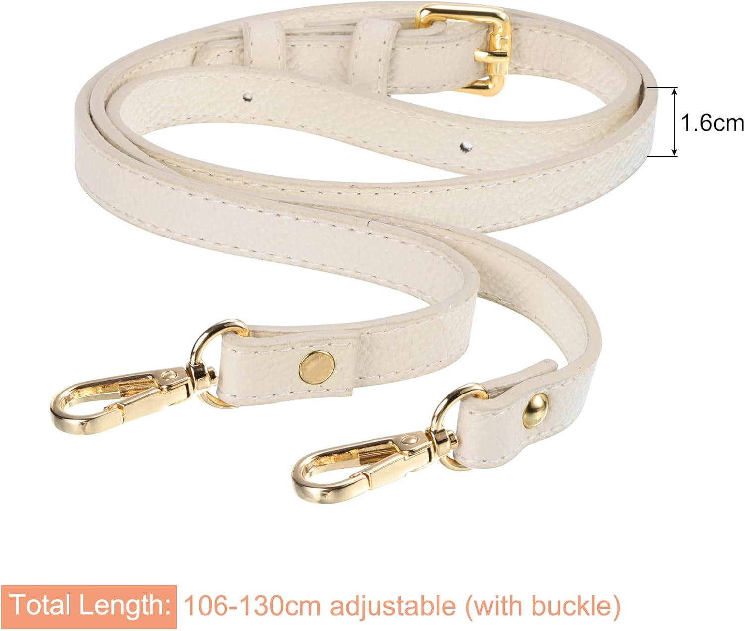 Purse Strap, Leather Adjustable Replacement Strap for Women's Crossbody Handbags Bag, 0.6" Wide, 41-51" Long Beige