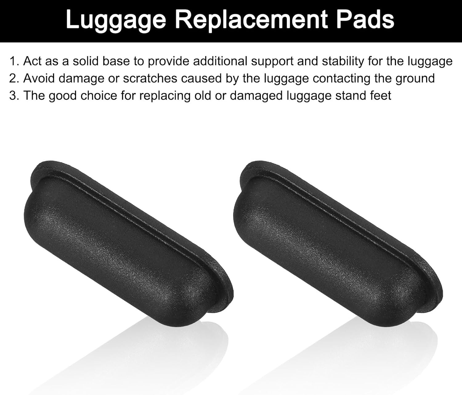 4Pcs Luggage Replacement Pads, Plastic Luggage Stand Feet Stud, Suitcase and Travel Gear Bottom Side Accessories with Self-Tapping Screws, Black 57x24x15mm