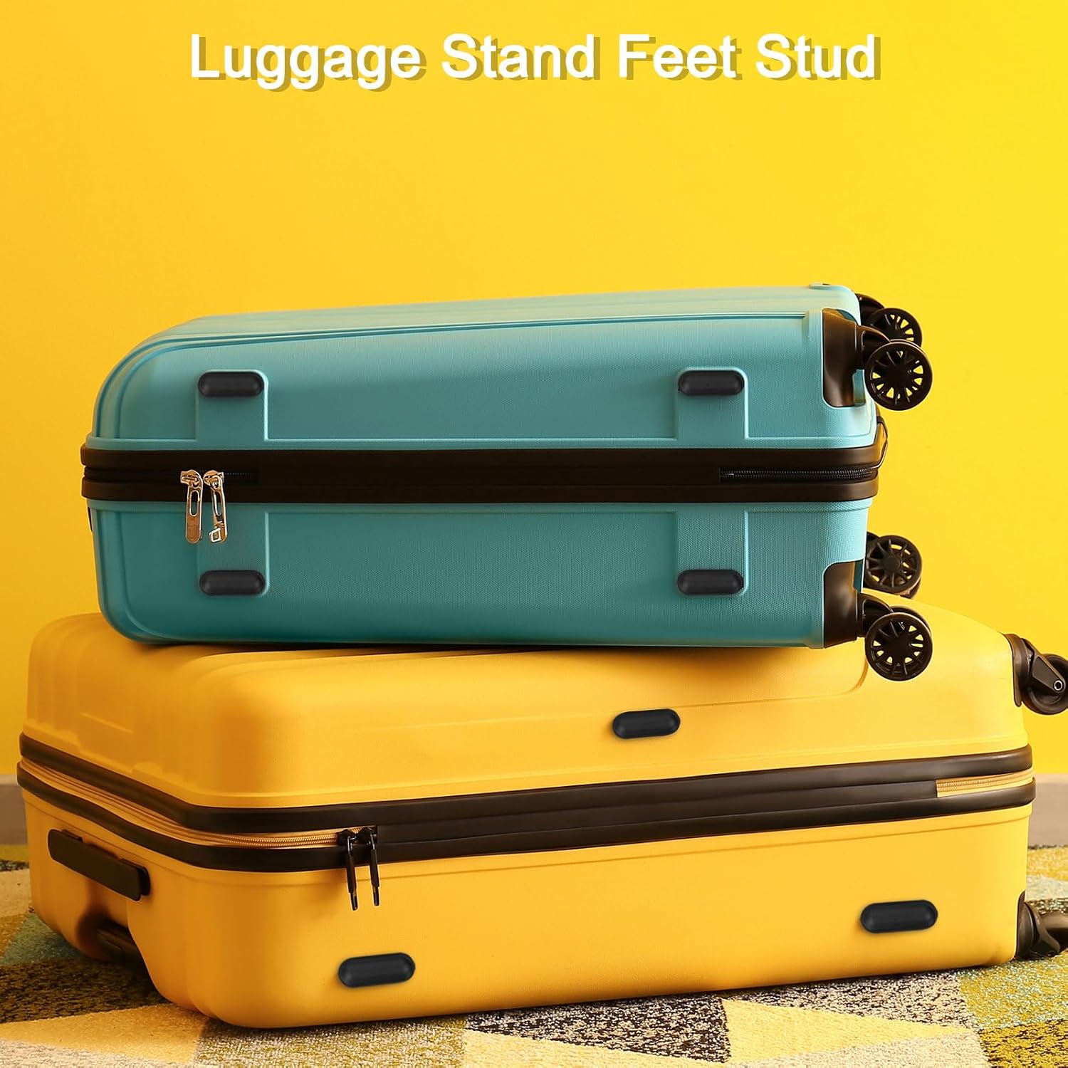 4Pcs Luggage Replacement Pads, Plastic Luggage Stand Feet Stud, Suitcase and Travel Gear Bottom Side Accessories with Self-Tapping Screws, Black 57x24x15mm