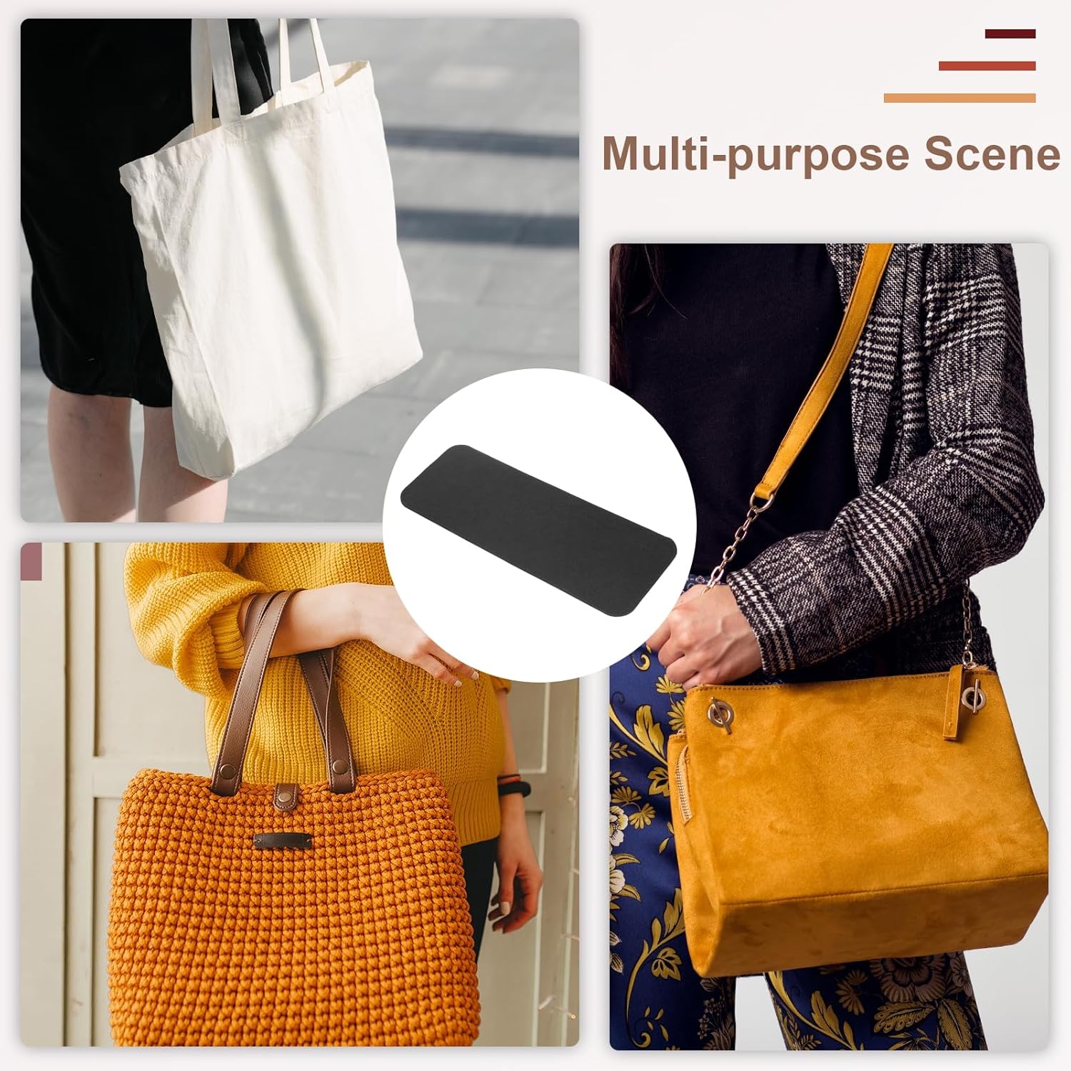 2Pcs Felt Base Shaper, 13.8x5 Inch Rectangle Bag Bottom Shaper Pad Bag Cushion Base Purse Liner Board Insert Arc Corner for Handbags Tote Crossbody Bag Backpack, Black
