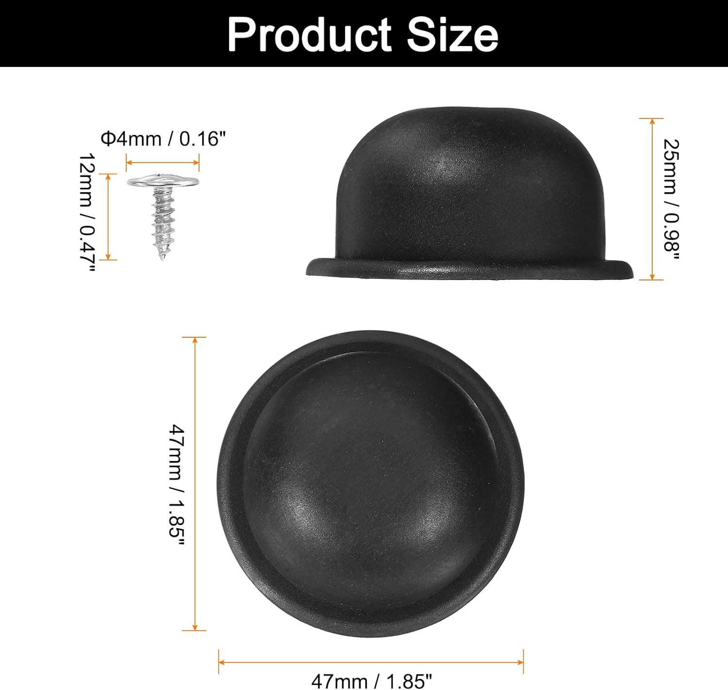 4Pcs Luggage Replacement Pads, Plastic Luggage Stand Feet Stud, Suitcase and Travel Gear Bottom Side Accessories with Self-Tapping Screws, Black 47x47x25mm
