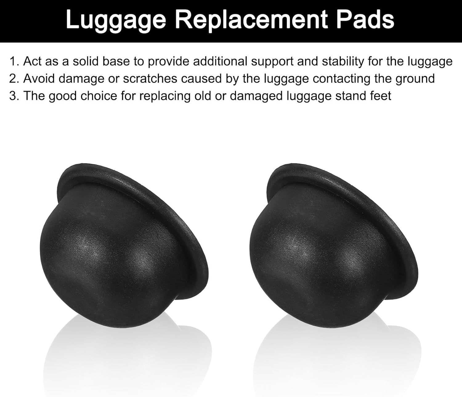 4Pcs Luggage Replacement Pads, Plastic Luggage Stand Feet Stud, Suitcase and Travel Gear Bottom Side Accessories with Self-Tapping Screws, Black 47x47x25mm
