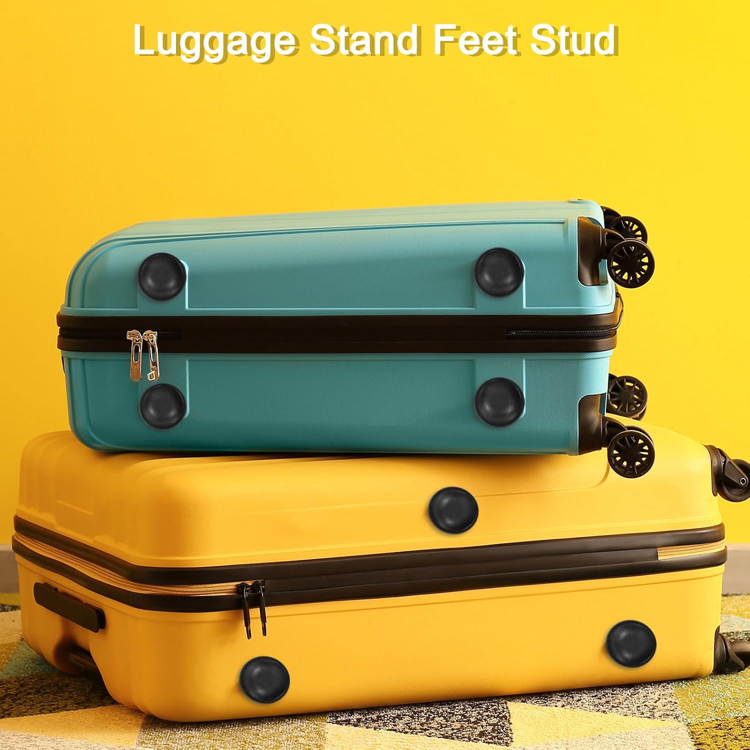 4Pcs Luggage Replacement Pads, Plastic Luggage Stand Feet Stud, Suitcase and Travel Gear Bottom Side Accessories with Self-Tapping Screws, Black 47x47x25mm