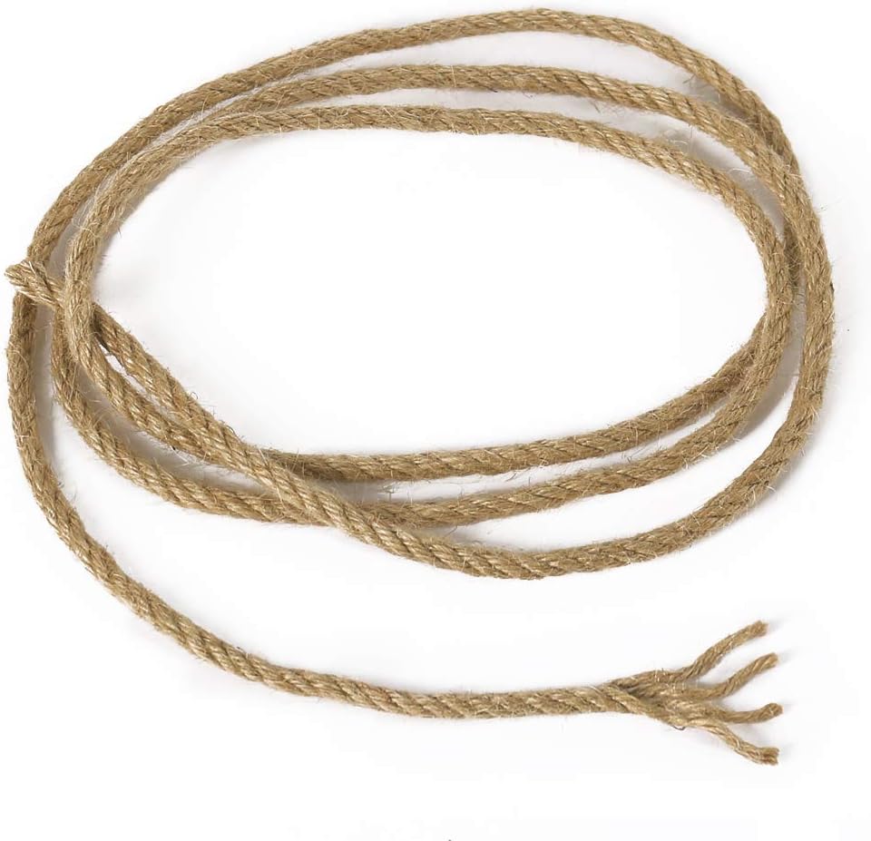 5mm Jute Rope, 100 Feet 4Ply Twisted Heavy Duty and Thick Twine Rope for Gardening, Crafting, Bundling, Cat Scratching Post, Home Decor, Christmas Decorations