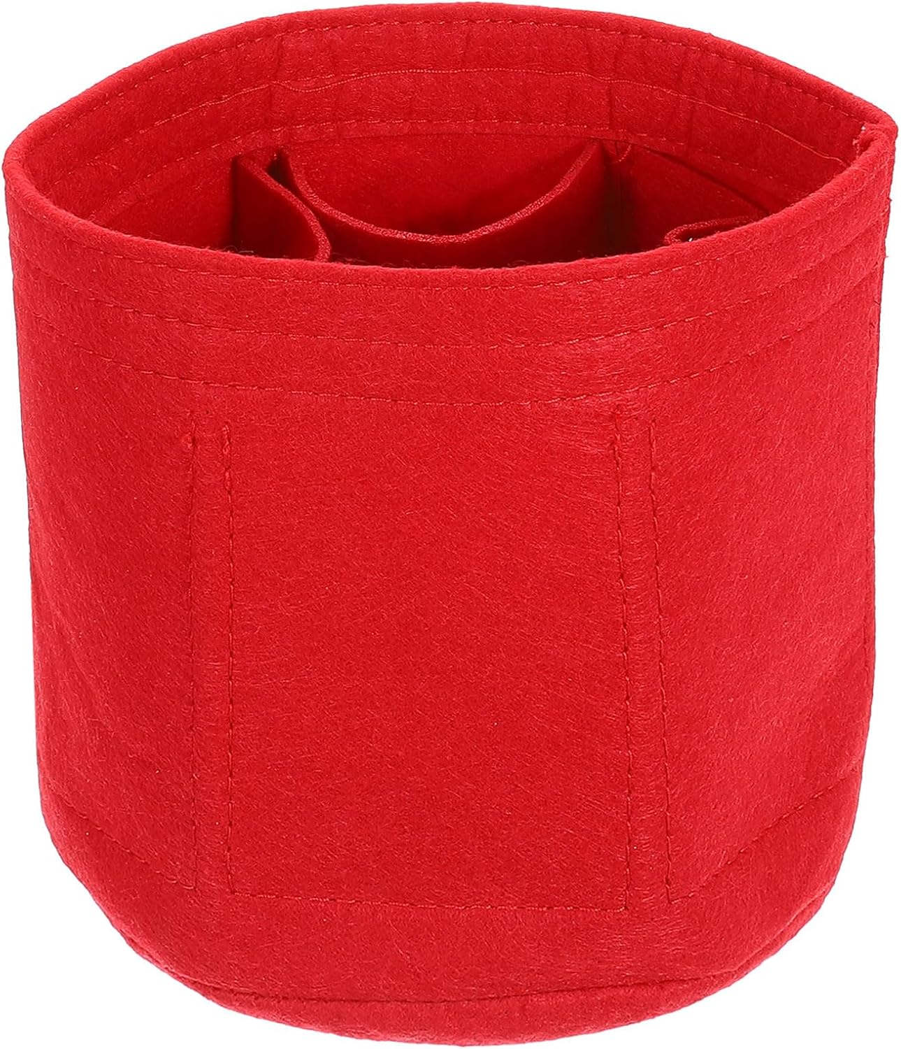 Purse Organizer Insert, Portable Felt Organizer Bags Round Multiple Compartments Purse Liner for Bucket Bag, Domed Satchel, Tote Bag, Handbag Shaper 6" x 6", Red