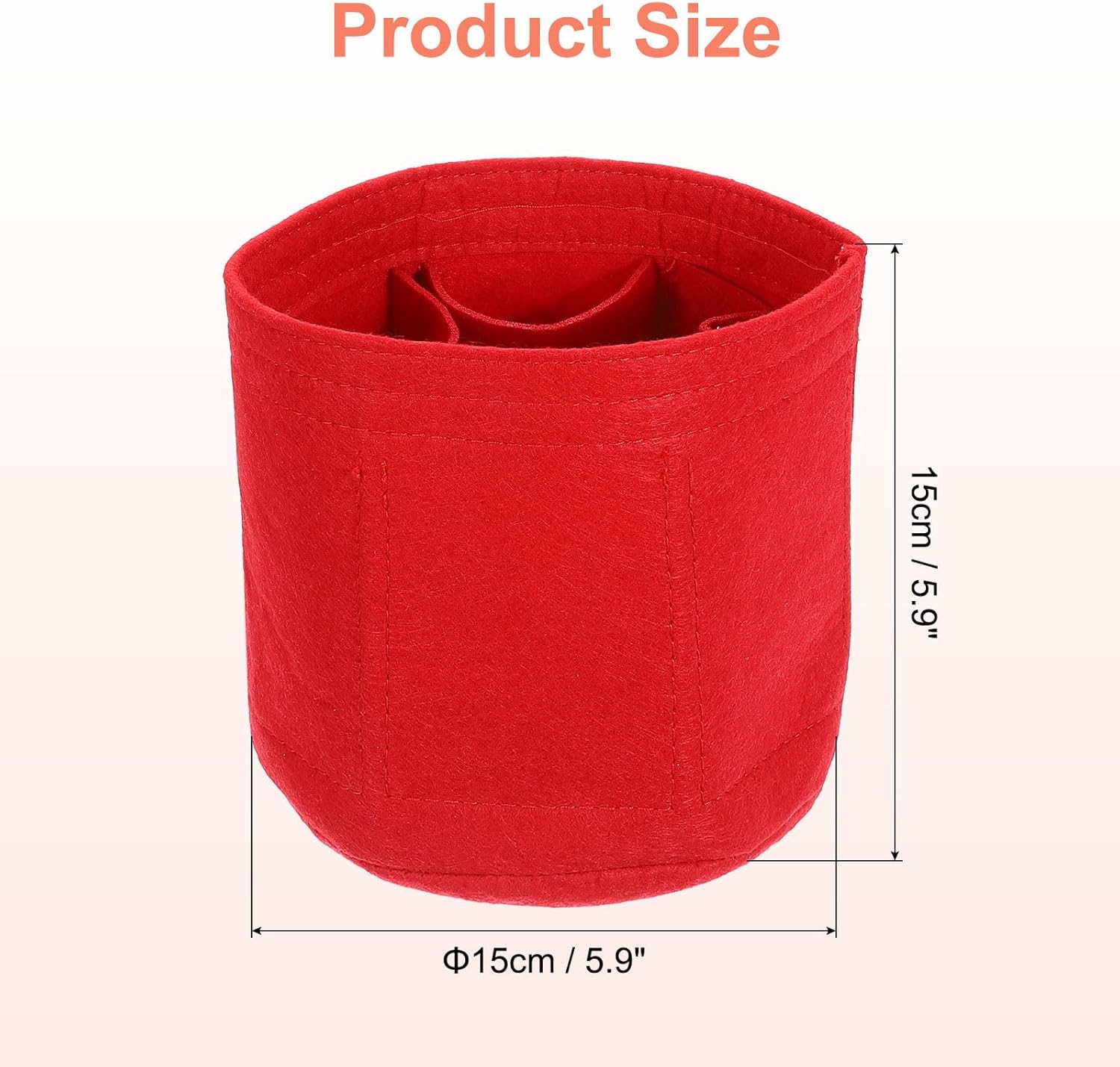 Purse Organizer Insert, Portable Felt Organizer Bags Round Multiple Compartments Purse Liner for Bucket Bag, Domed Satchel, Tote Bag, Handbag Shaper 6" x 6", Red