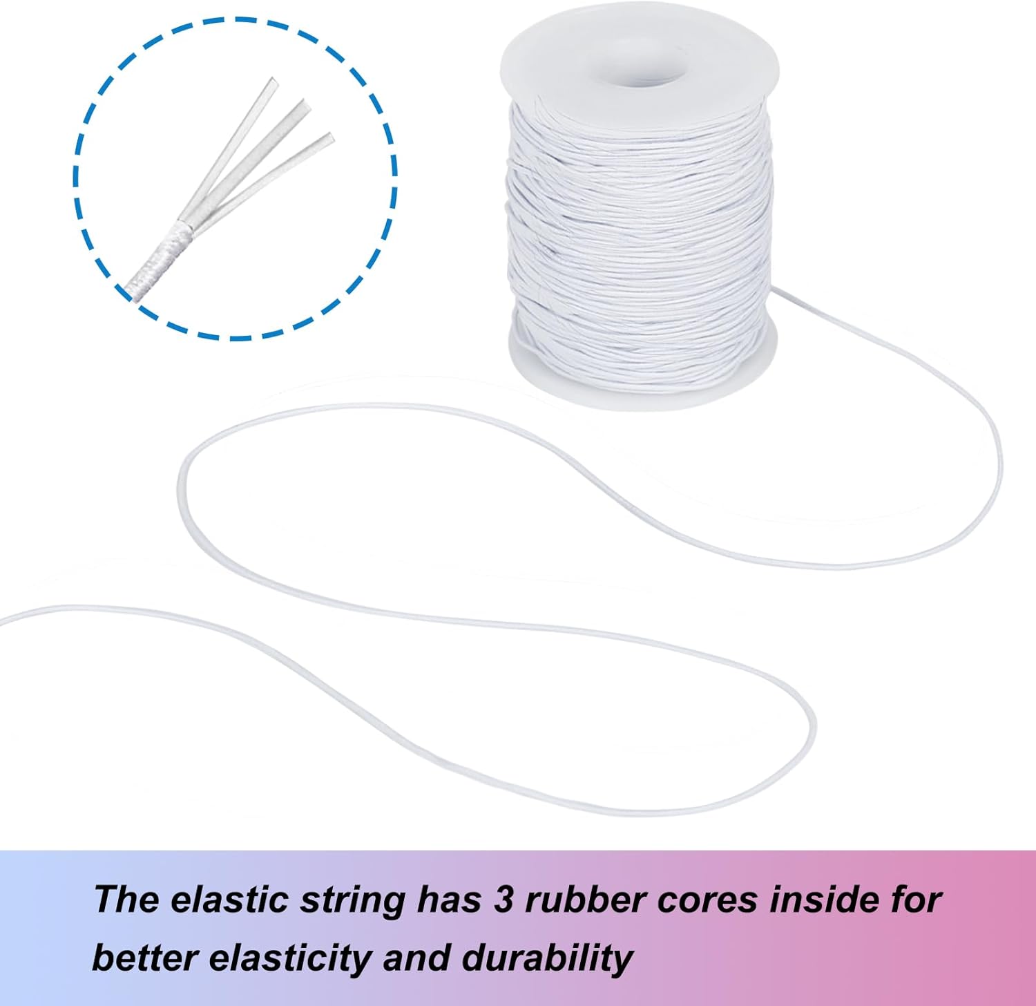 White Elastic String, 328 Feet 1mm Stretchy Bracelet String Bead Cord for Bracelets, Necklaces, Jewelry Making Supplies, Beading, Pony Beads and Crafts Bead-Free