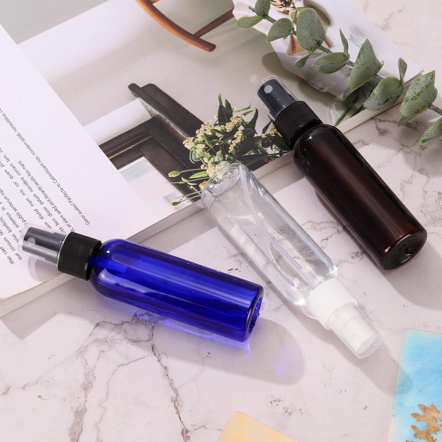10Pack Spray Bottles, 2 Oz/60ML Reusable Clear Empty Mist Plastic Mini Travel Bottle Set,Small Refillable Liquid Containers for Household Use, Essential Oil, Cleaning Green Black