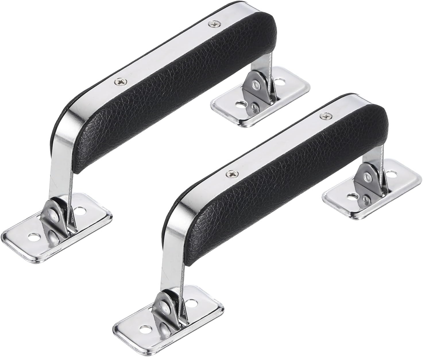 Leather Handle, 2Pcs - Metal Luggage Handle, Vintage Suitcase Replacement Strap, Vintage Pull Handle for Trunk Handbag Briefcase Speaker Box Black , 110mm