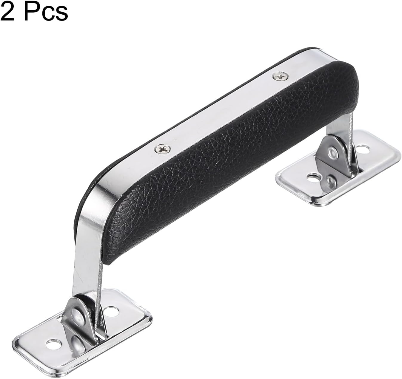 Leather Handle, 2Pcs - Metal Luggage Handle, Vintage Suitcase Replacement Strap, Vintage Pull Handle for Trunk Handbag Briefcase Speaker Box Black , 110mm