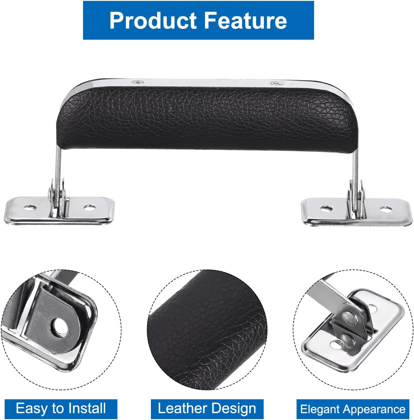 Leather Handle, 2Pcs - Metal Luggage Handle, Vintage Suitcase Replacement Strap, Vintage Pull Handle for Trunk Handbag Briefcase Speaker Box Black , 110mm