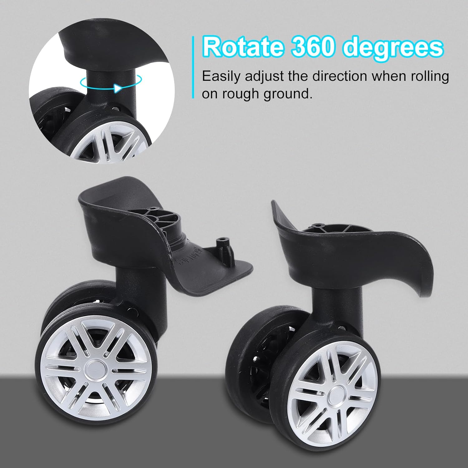 Luggage Wheel Replacement, Suitcase Trolley Wheels DIY Repair, Spinner Wheels Luggage Accessories, Swivel Silent Wheel, Black