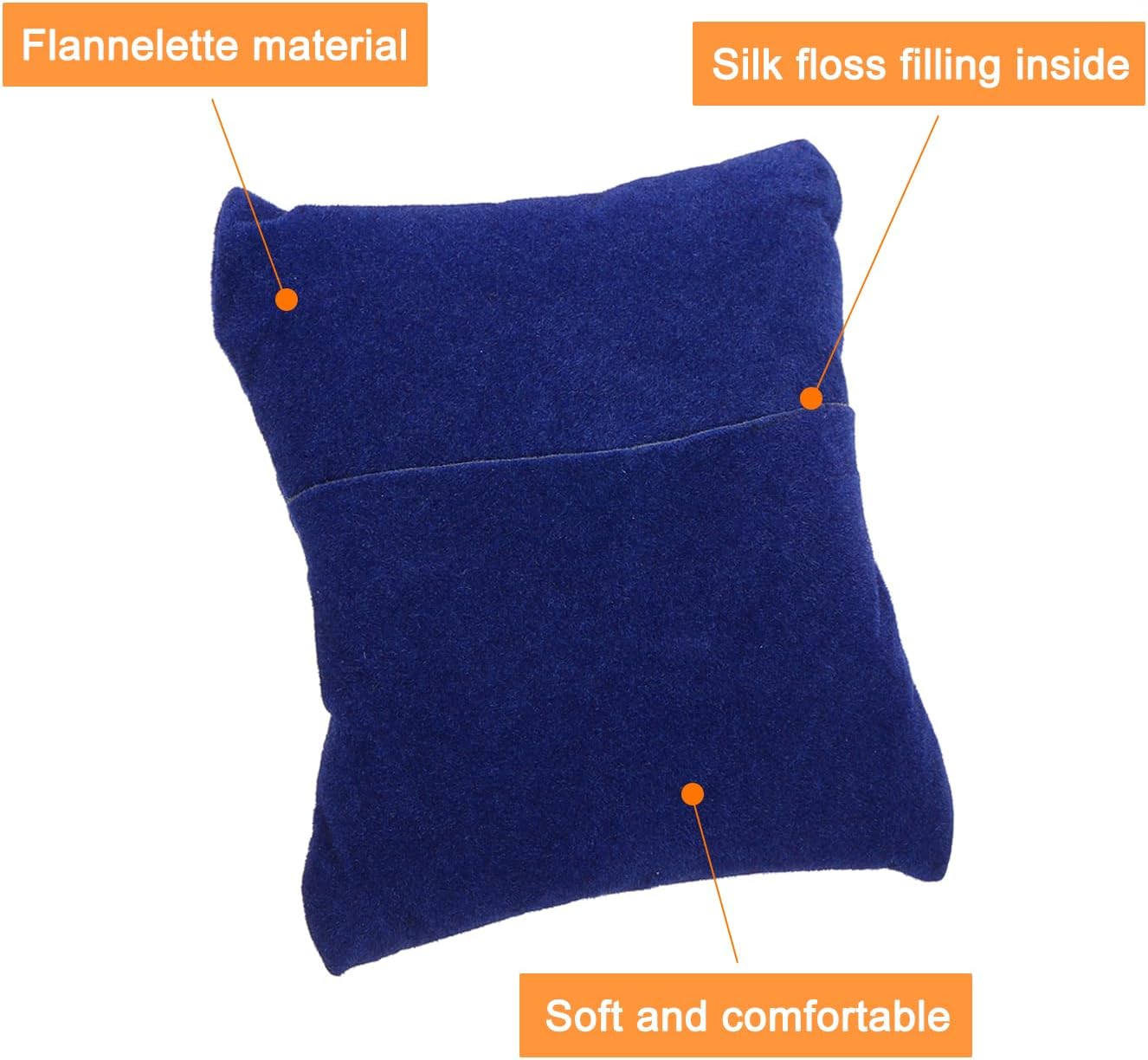 6Pcs Bracelet Watch Pillow, 3.54" x 3.15" Flannelette Jewelry Display Pillows for Bangle Cushions Display Storage, Blue