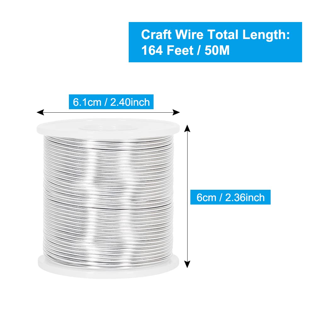 15 Gauge Aluminum Wire, 164 Feet 1.5mm Bendable Metal Craft Wire for Jewelry Making, Beading, Armature, Sculpting, Bonsai Training, Crafting