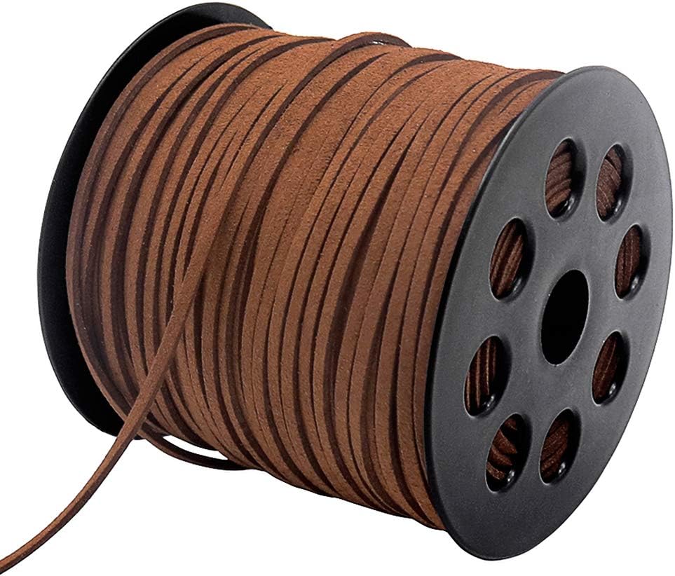 Leather String, 100 Yards 2.6mm Flat Suede Cord, Faux Leather Cord for Jewelry Making, Necklaces, Bracelets, Dream Catchers and DIY Crafts Brown