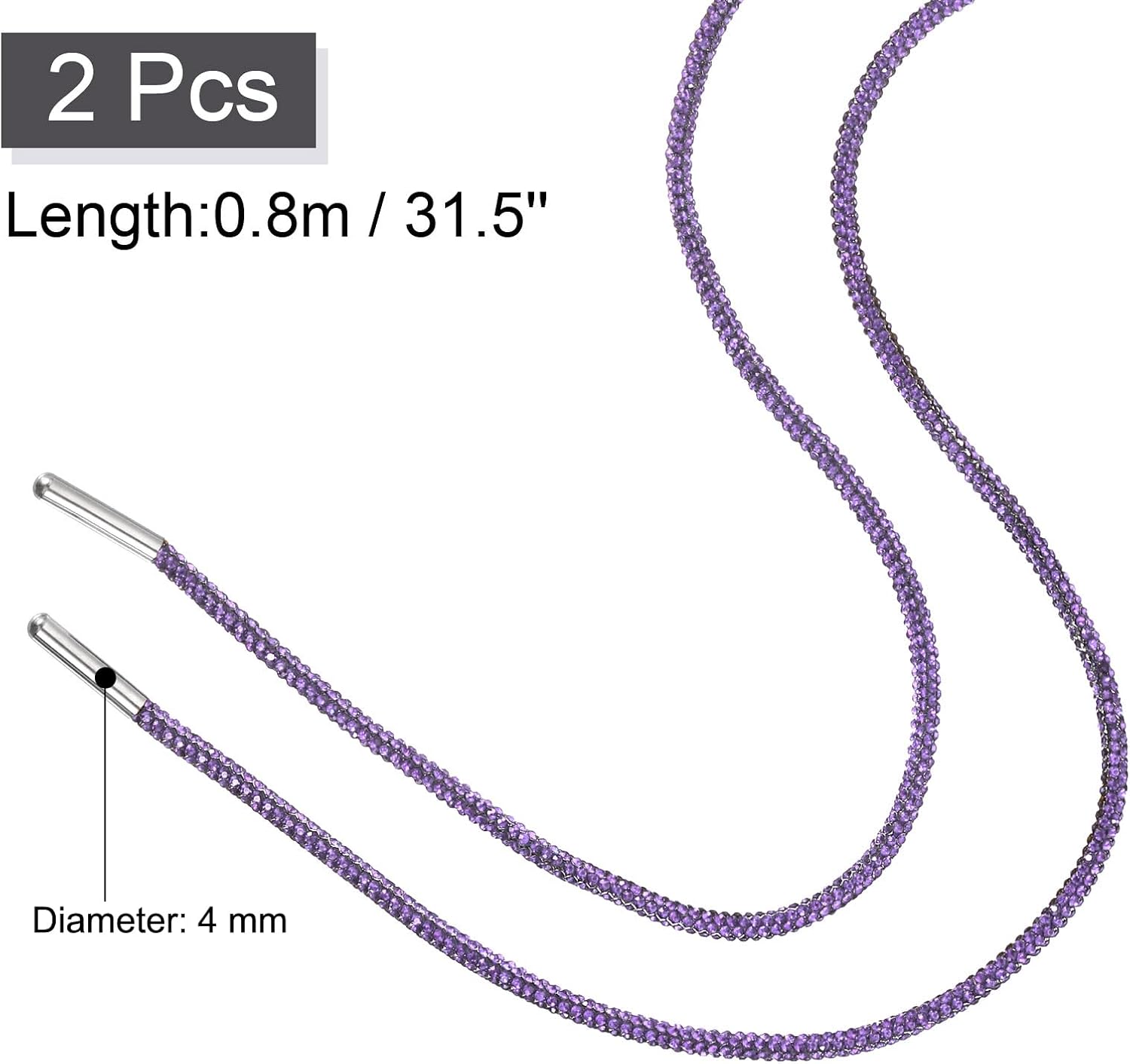 Rhinestone Shoe Lace Bling Glittered Ropes Drawstring Cords Replacement for Sweatpants Hoodie