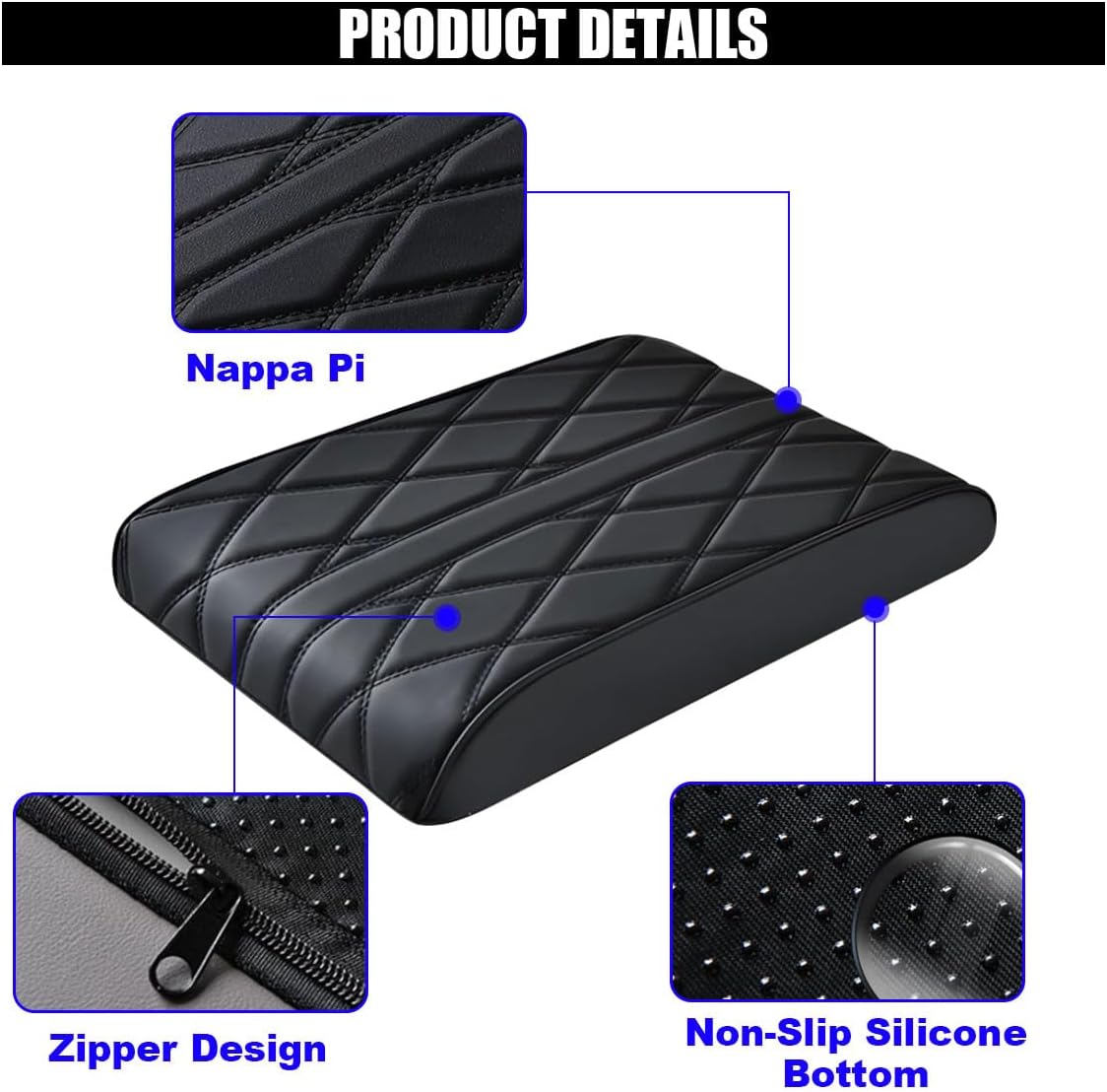Car Center Console Cover Pad, Leather Auto Console Arm Rest Cover, Waterproof Car Armrest Seat Box Cushion Protector, Memory Foam Armrest Pillow for Most Cars