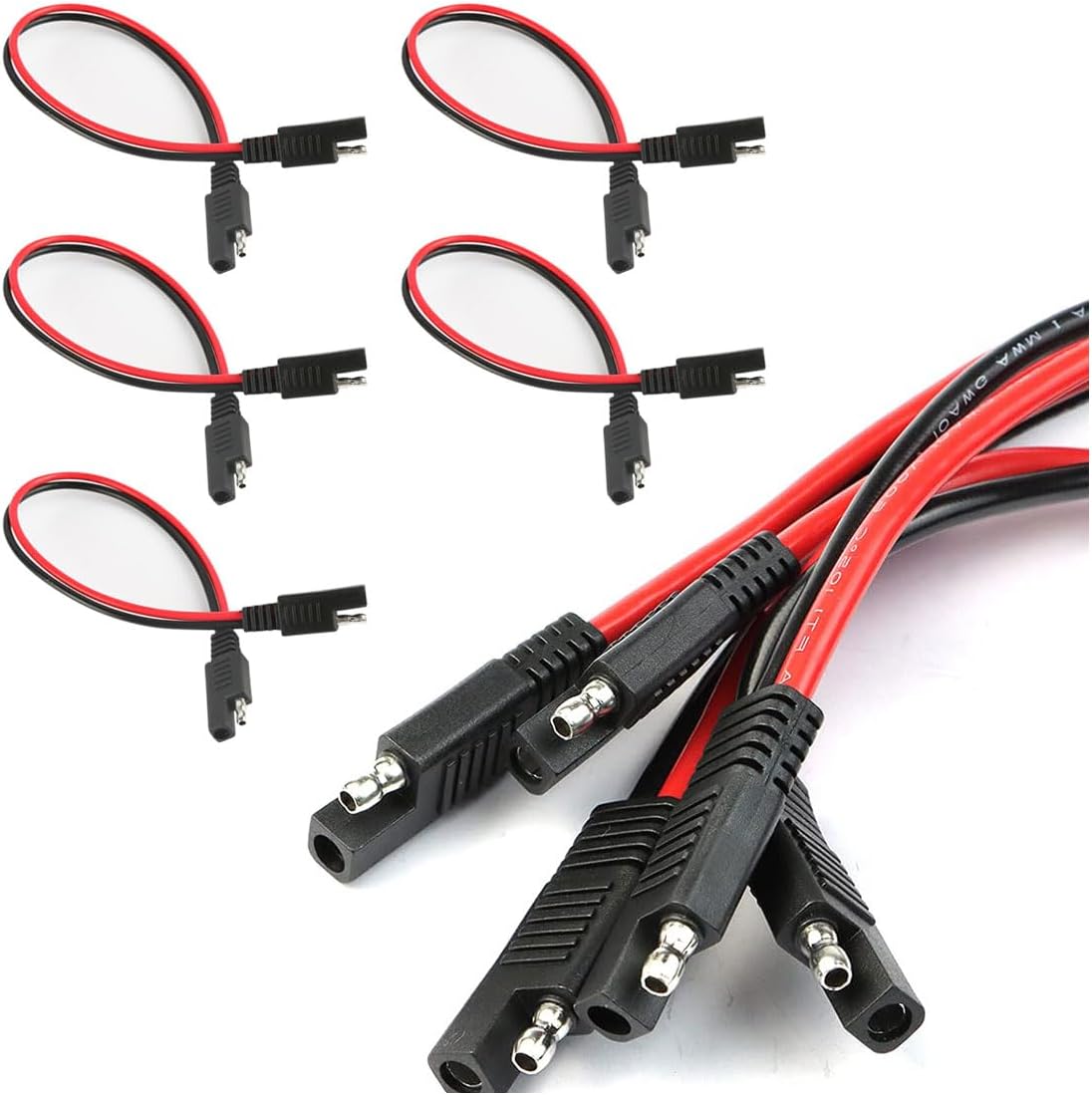 5PCS 10 Gauge 2 Pin Quick Disconnect Polarized Wire Harness, 12 Inch SAE Connector Bullet Lead Cable, Automotive Heavy Duty Extension Cable for Car Motorcycle Boat Tractor 10 AWG