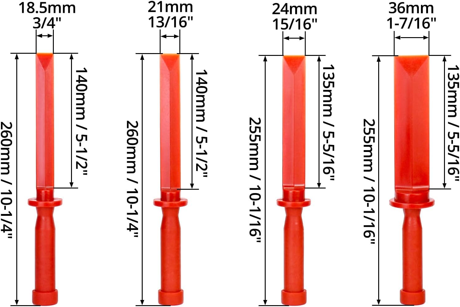 Plastic Chisel Scraper Set, 3/4", 7/8", 1", 1-1/2" Chemical Resistant Scraper Tool, No-marring Plastic Chisel Set for Removes Debris, Adhesives, Film, Paint