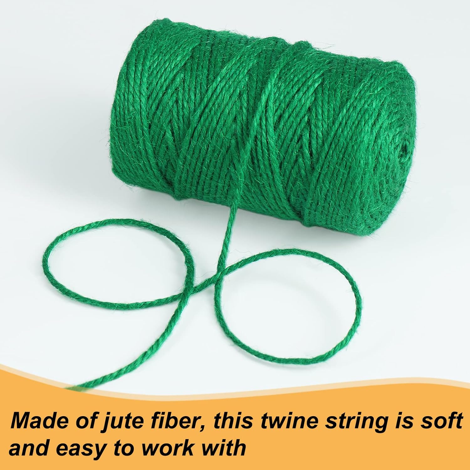 Jute Garden Twine, 328 Feet 3mm Heavy Duty Tomato Twine, Green Plant Ties for Gardening, Climbing Plants, Vegetables, Crafting