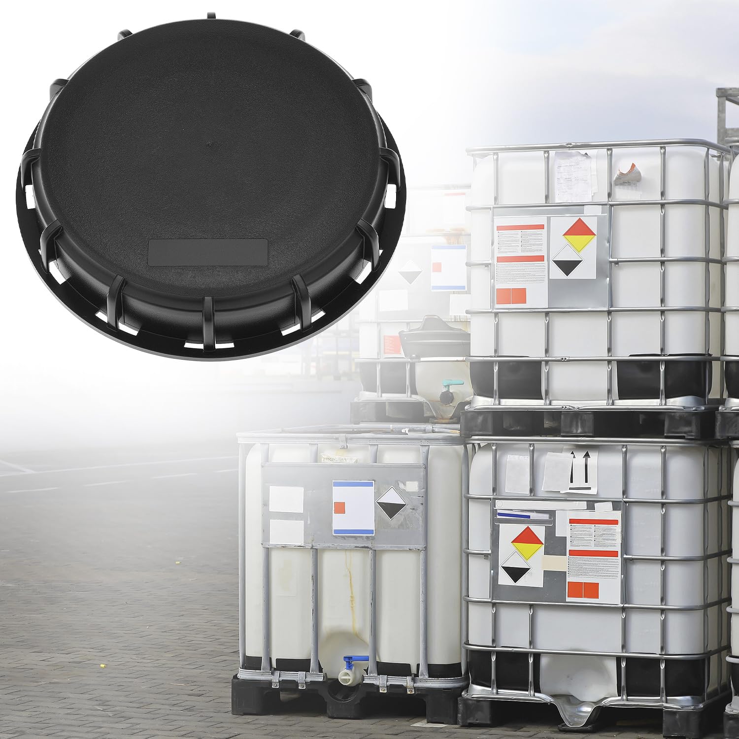 6" Solid Cap W/Gasket for IBC Tote, IBC Tote Water Tank Cover, 2 Pack Leak-Proof Design Plastic IBC Tank Adapter Storage Cap for Chemical Food and Industrial Storage, Black