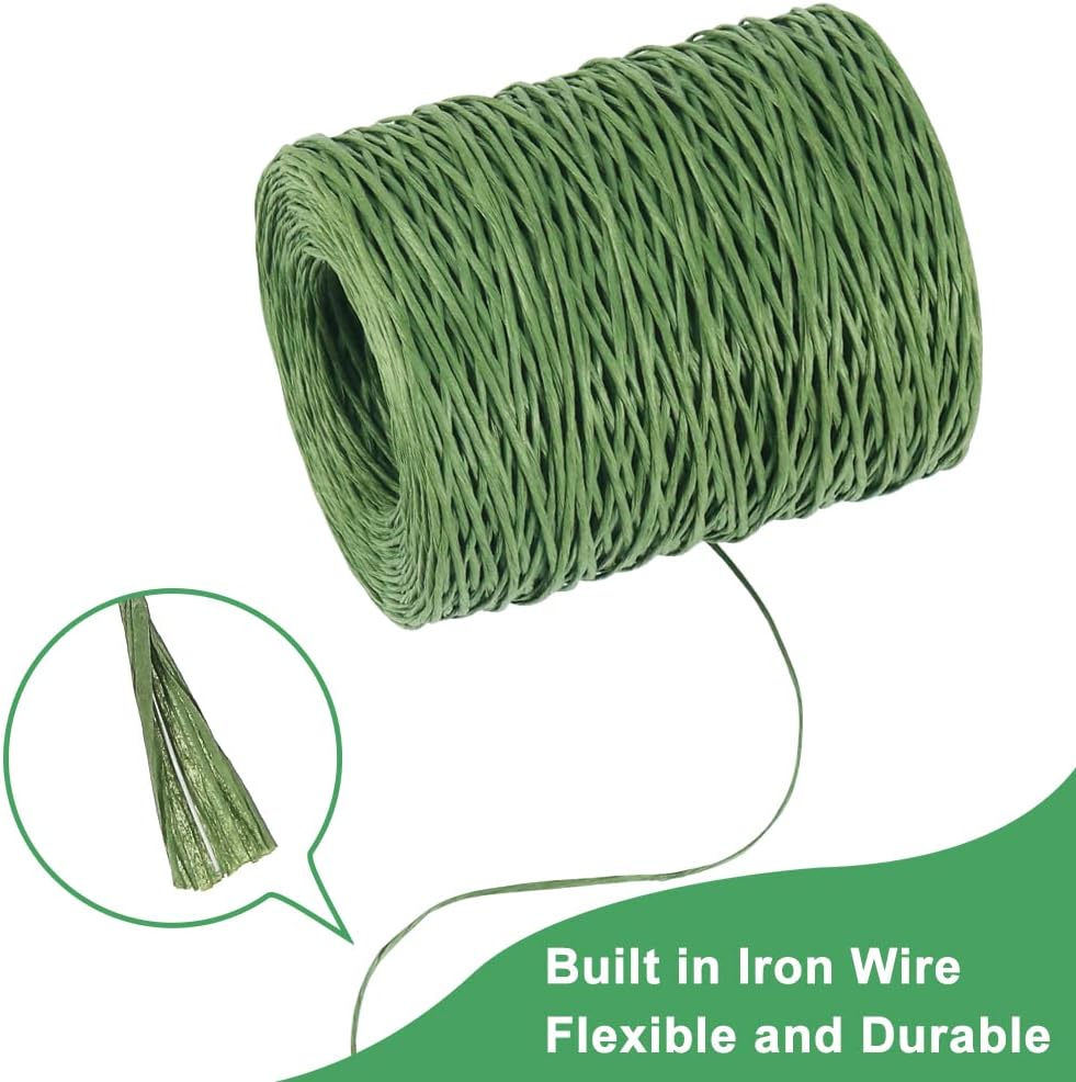 Floral Wire, 656 Feet 2mm Paper Covered Bind Wire for Floral Bouquets, Crowns, Wreath Making, Christmas Ornaments, Garlands, Wedding Decorating, Crafts Green