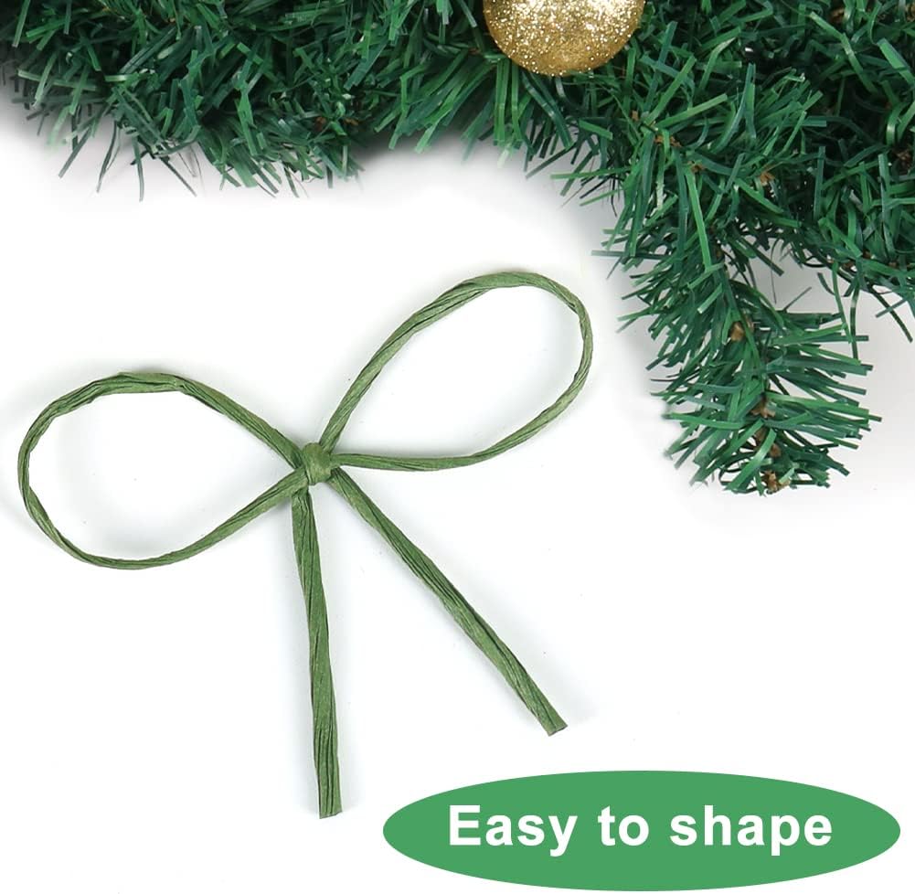 Floral Wire, 656 Feet 2mm Paper Covered Bind Wire for Floral Bouquets, Crowns, Wreath Making, Christmas Ornaments, Garlands, Wedding Decorating, Crafts Green