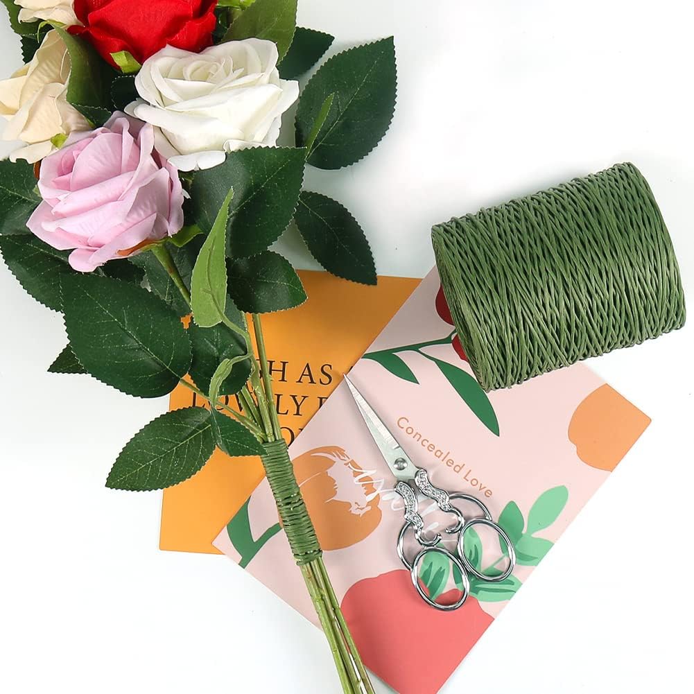 Floral Wire, 656 Feet 2mm Paper Covered Bind Wire for Floral Bouquets, Crowns, Wreath Making, Christmas Ornaments, Garlands, Wedding Decorating, Crafts Green