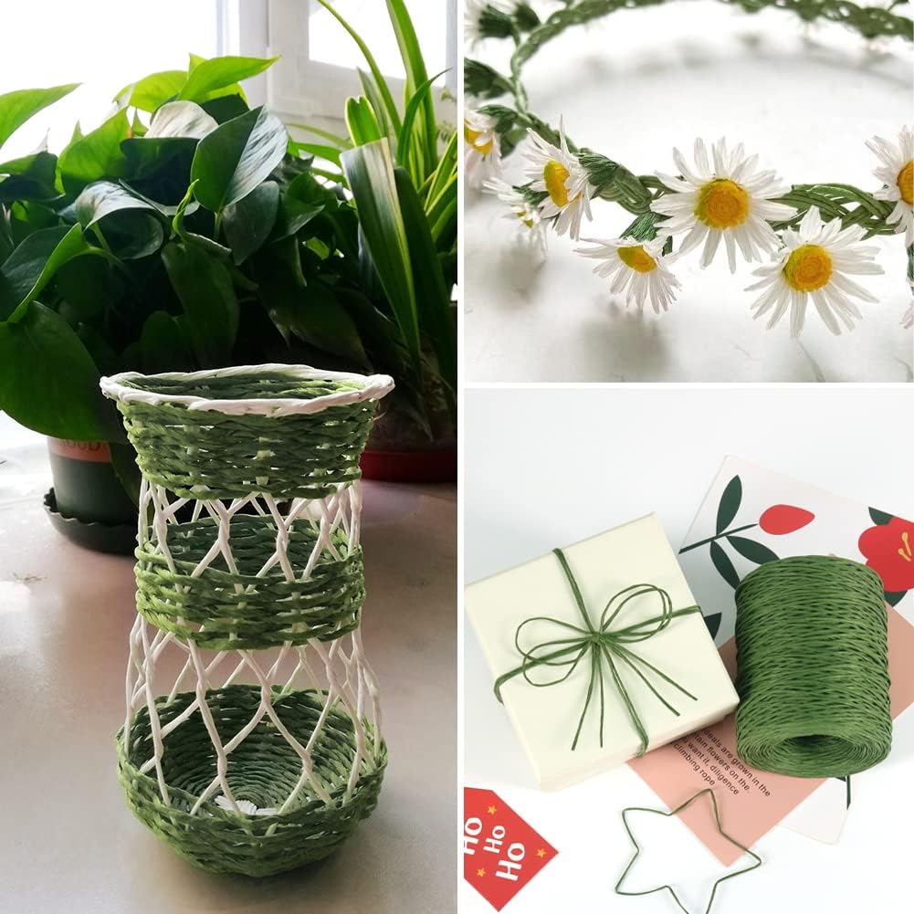 Floral Wire, 656 Feet 2mm Paper Covered Bind Wire for Floral Bouquets, Crowns, Wreath Making, Christmas Ornaments, Garlands, Wedding Decorating, Crafts Green