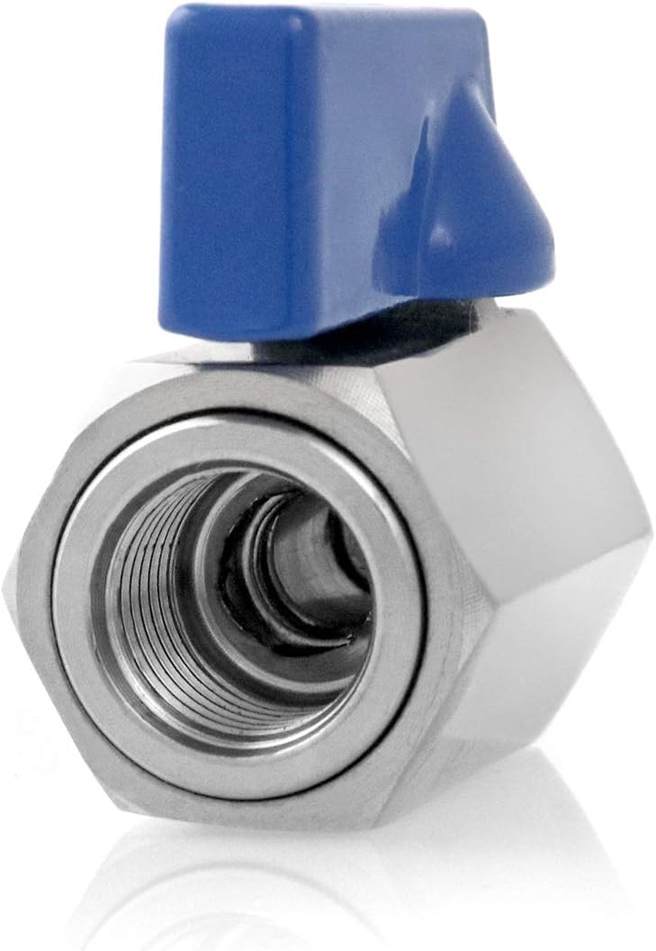 Mini Ball Valve, 2 Pack 1/4" NPT Thread Female and Male 304 Stainless Steel Shut-Off Valves