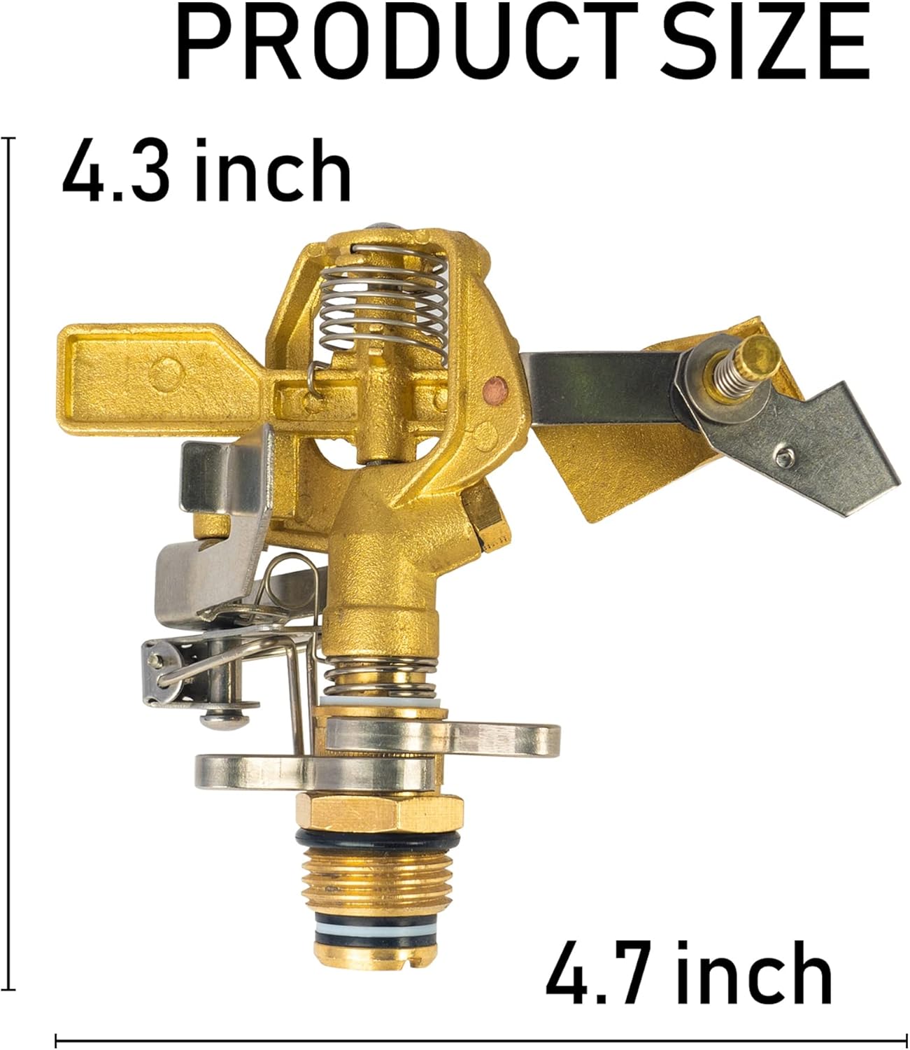 1/2 Inch Brass Impact Sprinkler, Heavy Duty Water Sprinkler Head, Adjustable 0-360 Degree Coverage Pattern, Watering Sprinkler with Nozzles for Large Patio Garden Irrigation 1 Pack