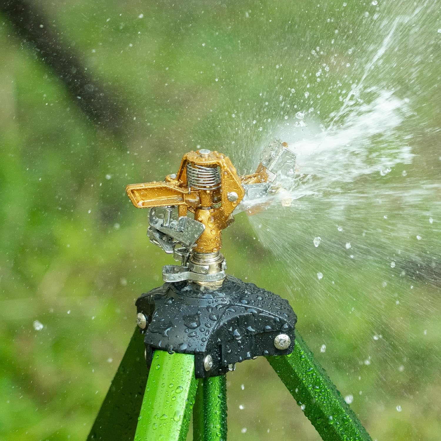 1/2 Inch Brass Impact Sprinkler, Heavy Duty Water Sprinkler Head, Adjustable 0-360 Degree Coverage Pattern, Watering Sprinkler with Nozzles for Large Patio Garden Irrigation 1 Pack