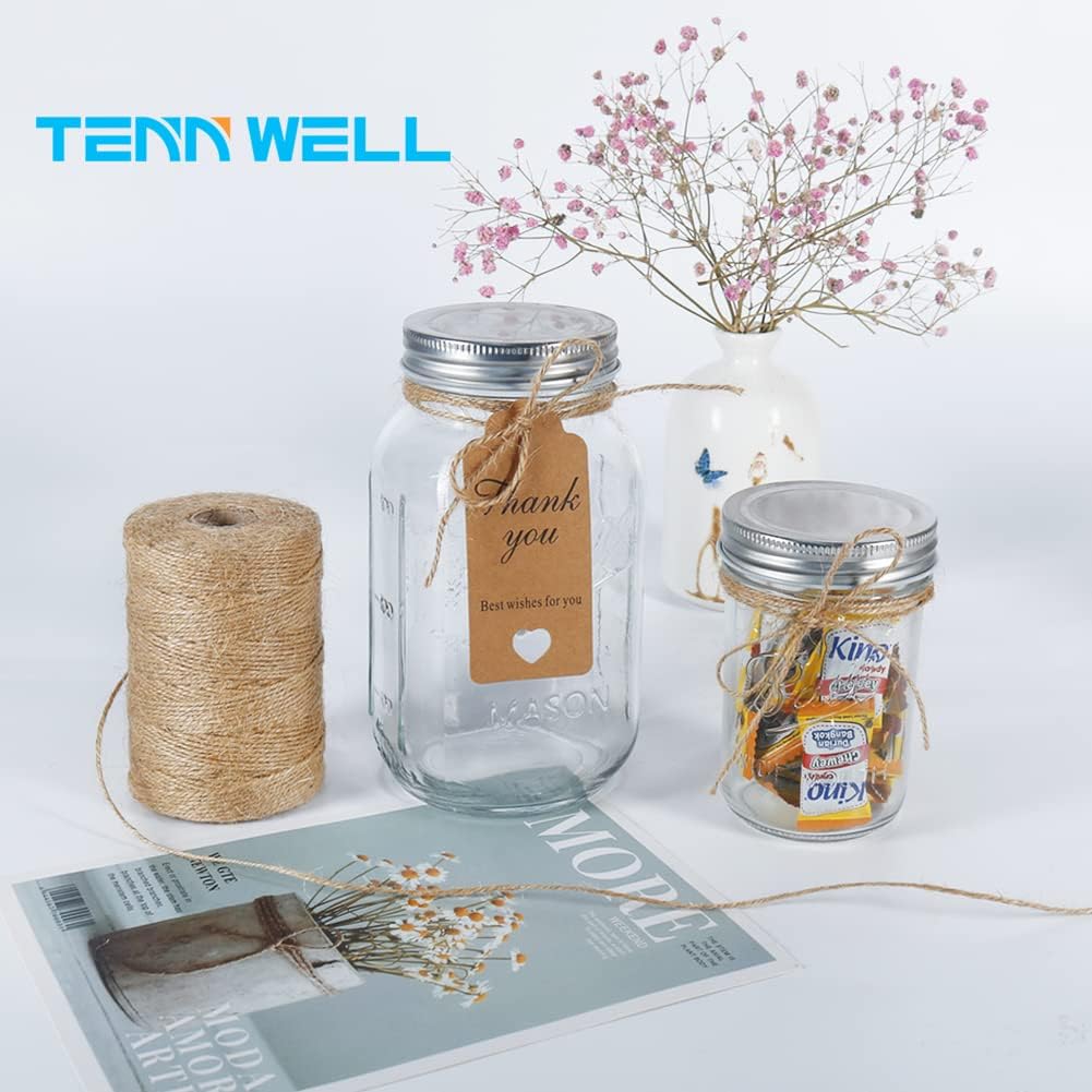 1000 Feet Natural Jute Twine, 2mm Twine String for Arts and Crafts, Gardening, Gift Wrapping, Packaging, Festive Decorations 2PCS x 500 Feet