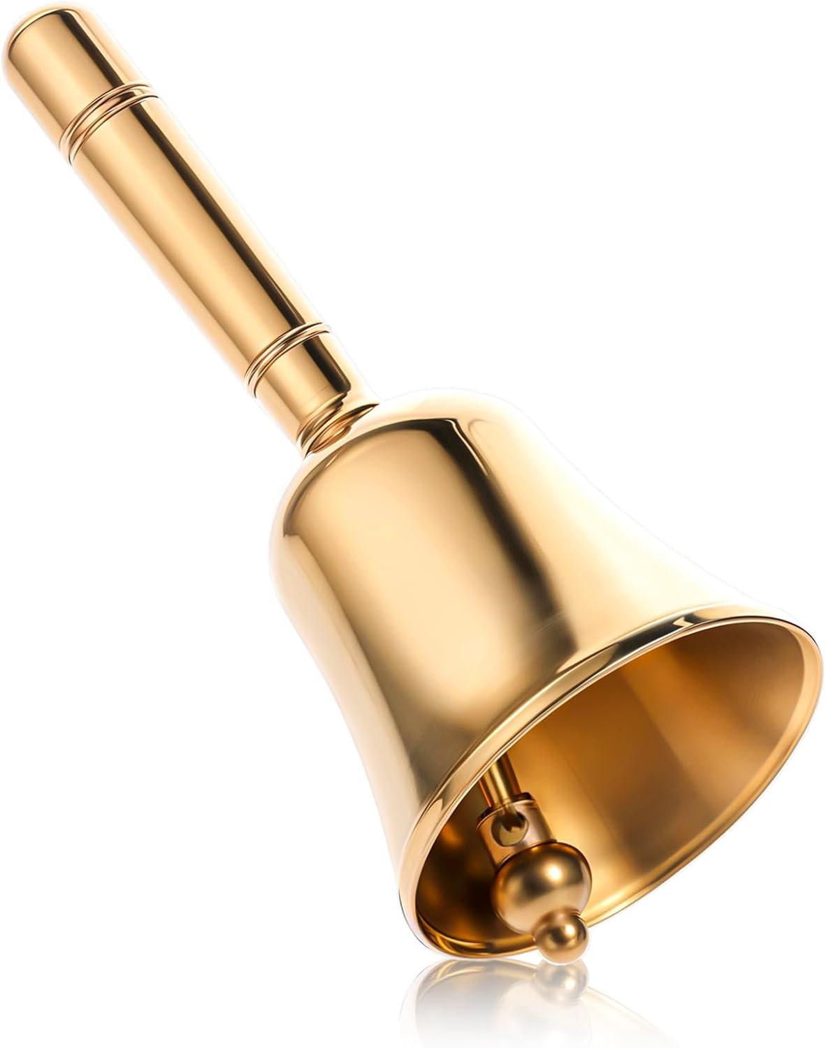Dinner Bell, Super Loud Solid Brass Call Bells with Metal Handle, 3.9" Small Ring Handbell for Wedding, Classroom, Meditation, Animal Training, Teaching and Seniors Bedside Gold