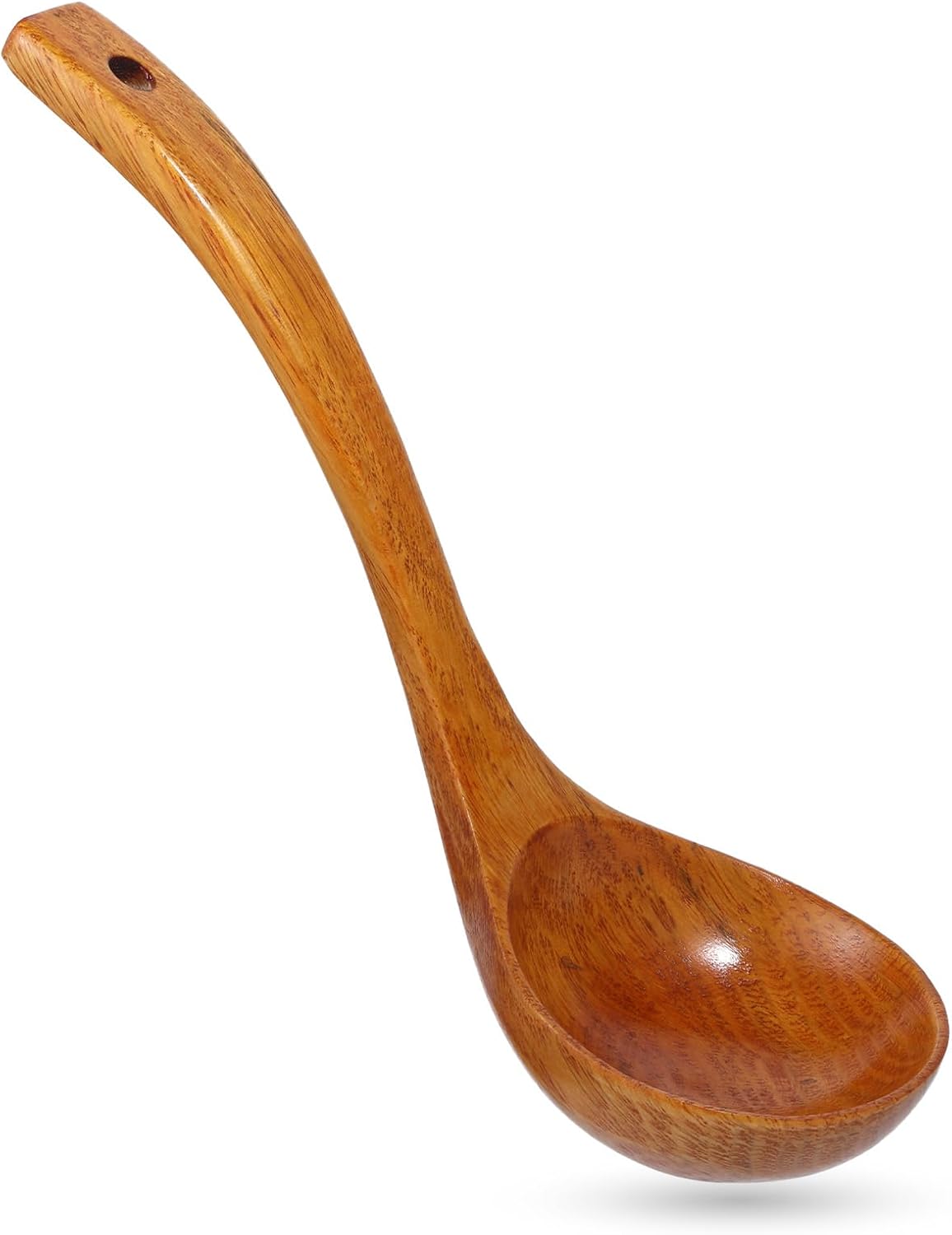 Wooden Ladle, 11" Long Handle Soup Ladle Spoon 3 fl oz Extra Large Kitchen Wooden Scoop Deep Teak Wood Spoon Utensil for Cooking Serving Cookware, Sustainable Natural Texture Bigger and Deeper