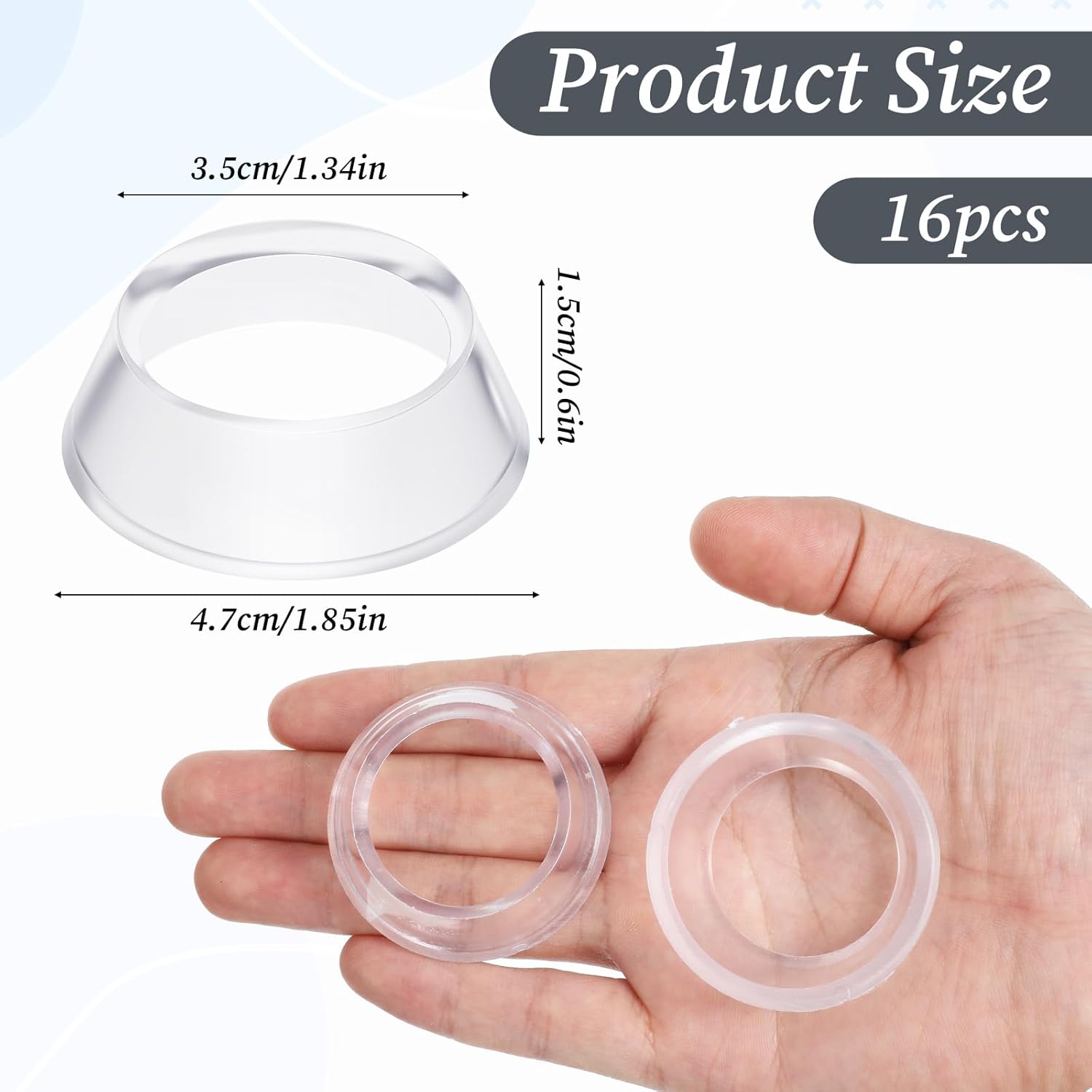 16 Pcs Acrylic Baseball Stand, 1.34 Inch Clear Ring Ball Sphere Stand Egg Crystal Holder Display Stands for Soccer, Basketball, Football, Volleyball, Softball, Bowling Ball, Collections