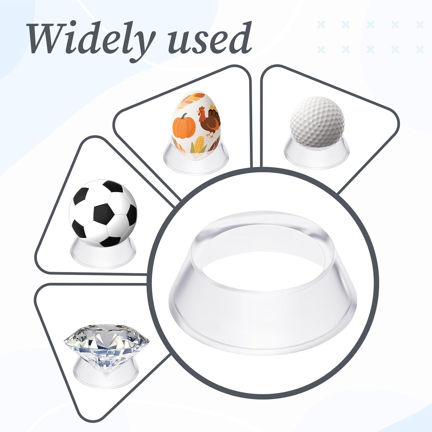 16 Pcs Acrylic Baseball Stand, 1.34 Inch Clear Ring Ball Sphere Stand Egg Crystal Holder Display Stands for Soccer, Basketball, Football, Volleyball, Softball, Bowling Ball, Collections