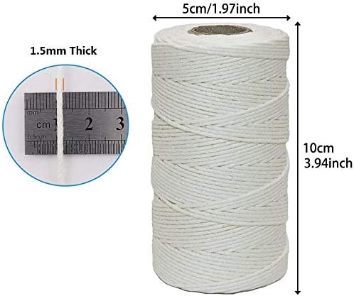 Cotton Butchers Twine, 328 Feet 1.5mm Food Safe Cooking Twine Kitchen String for Cooking, Tying, Trussing, Roasting