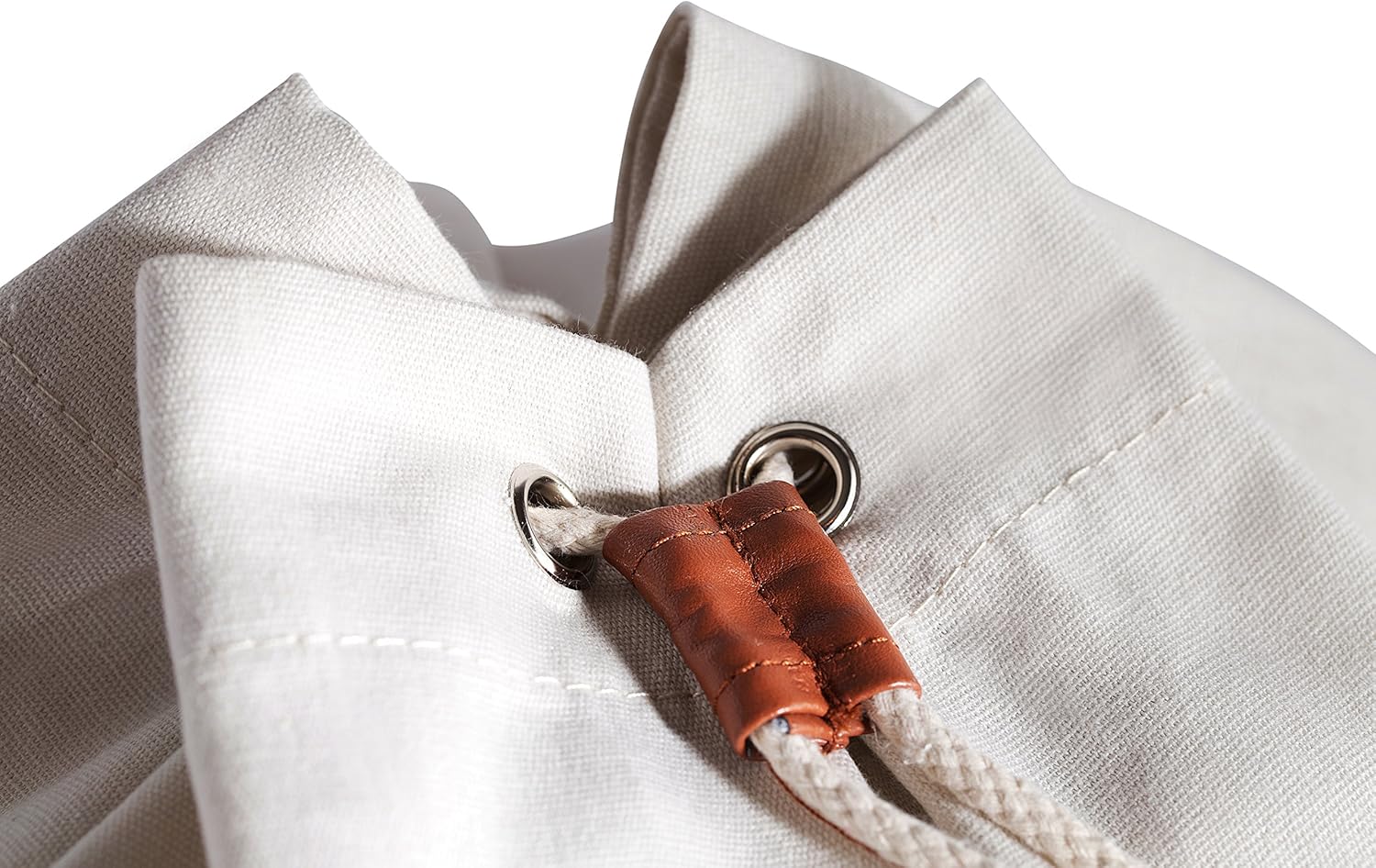 Canvas Duffel Bag - Drawstring, Leather Closure, Shoulder Strap