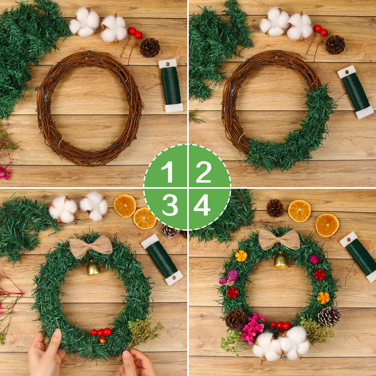 Green Floral Wire, 3 Pack Christmas Wreath Wire, 295 Feet 22 Gauge Florist Ties for Flower Arrangements, Christmas Ornaments, Wreath Making, Gardening, Crafts