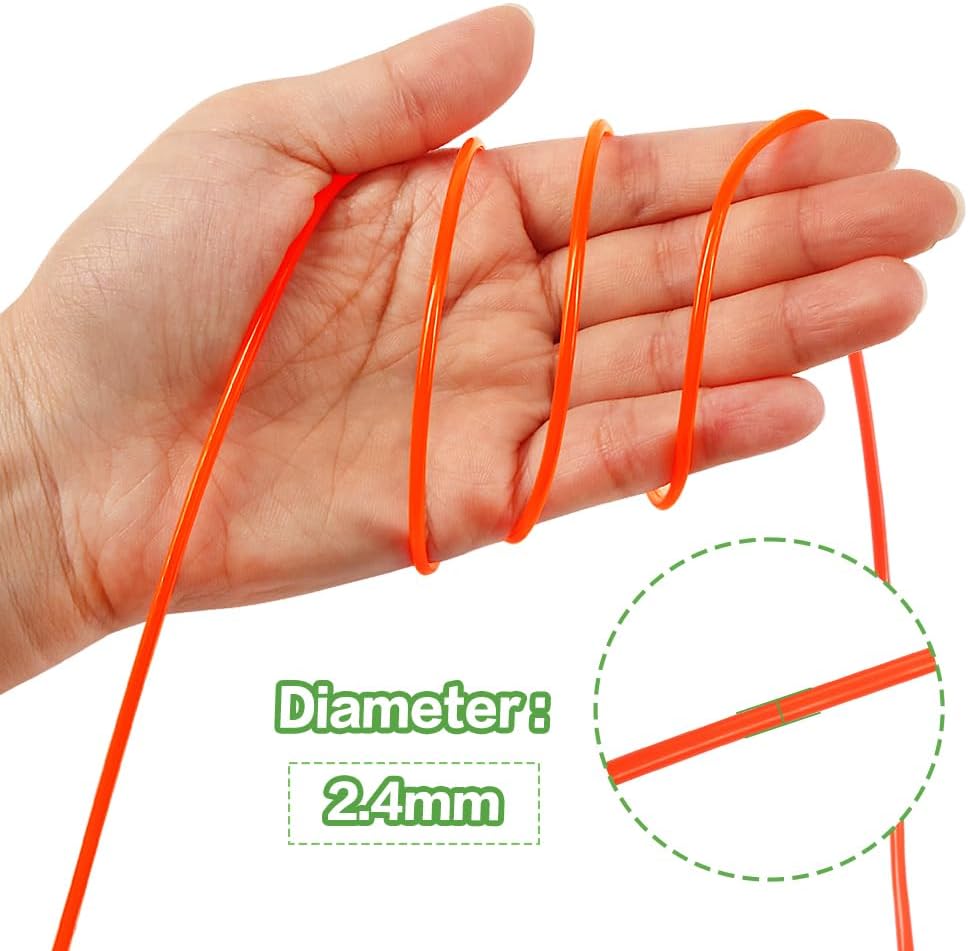 String Trimmer Line 0.095-Inch, 328 Feet 2.4mm Round Nylon Weed Eater String for Grass, Weeds and Brush, Universal Fit for Gas and Electric Trimmers Orange, 164 Feet/Roll