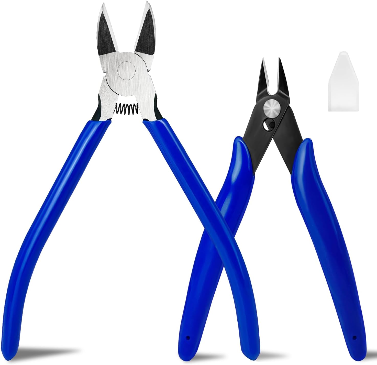 2 Pack Wire Cutters Set, 6" and 5" Ultra Sharp Flush Cutters, Carbon Steel Wire Cutters for Crafting, Electronics, 3D Prints, Jewelry Making, Model Sprue, Zip Ties 6"+ 5", Blue, 2 Pack