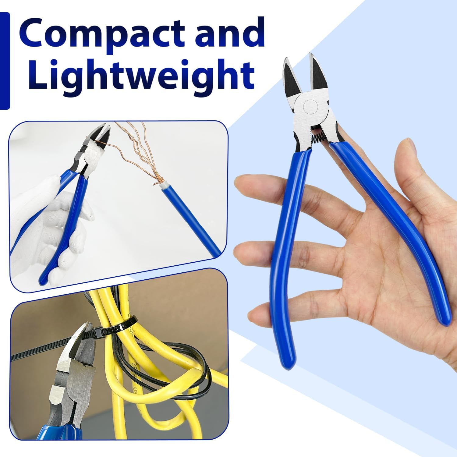 2 Pack Wire Cutters Set, 6" and 5" Ultra Sharp Flush Cutters, Carbon Steel Wire Cutters for Crafting, Electronics, 3D Prints, Jewelry Making, Model Sprue, Zip Ties 6"+ 5", Blue, 2 Pack