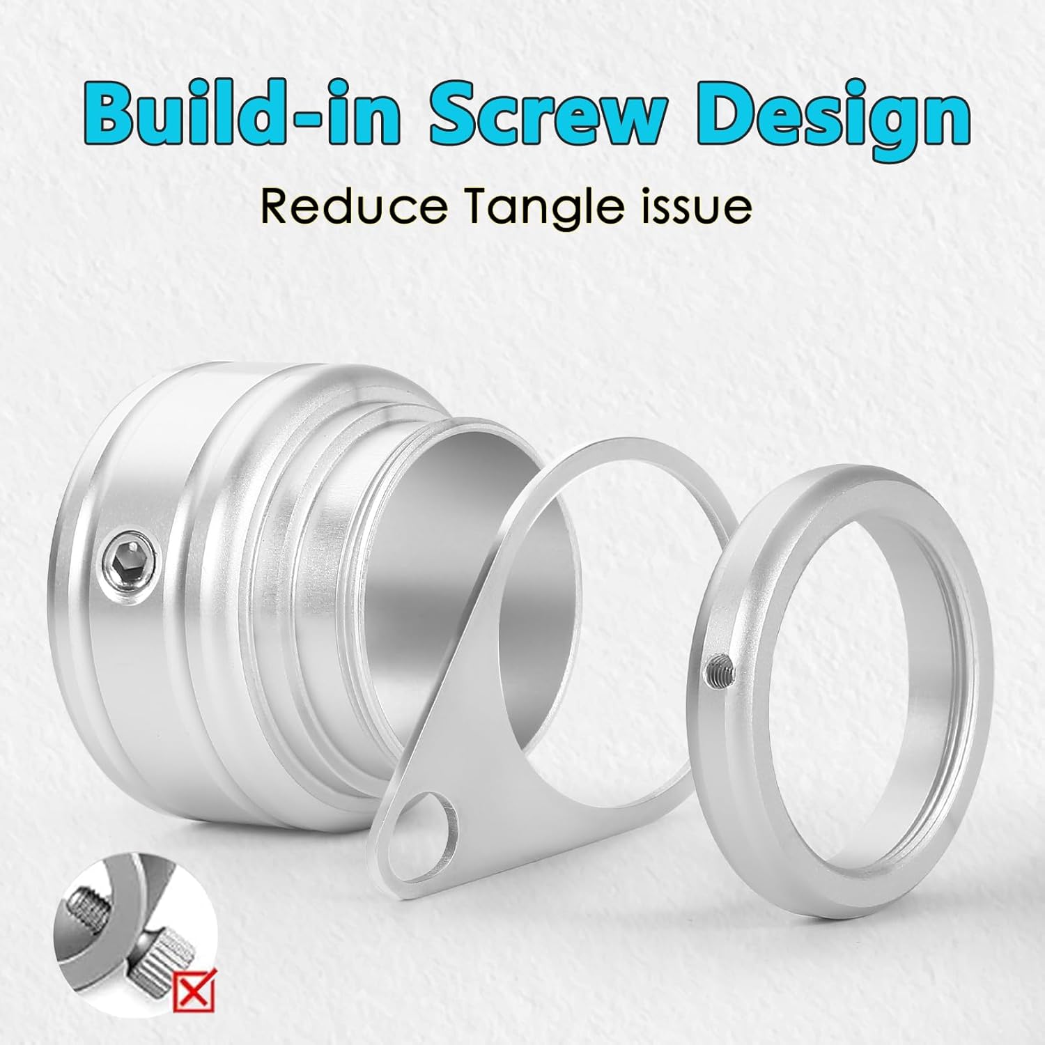 Flag Pole Rings, Aluminum Alloy Flag Pole Clips Swivels 360° Rotating Anti Wrap Mounting Ring with Carabiner, Flag Pole Kit Parts Φ:1 Inch -Pack of 2 Silver