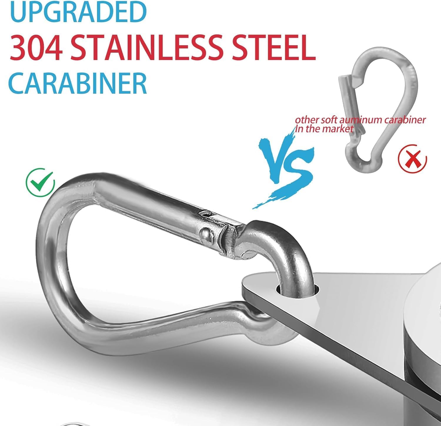Flag Pole Rings, Aluminum Alloy Flagpole Rings 360° Rotating Anti Wrap Mounting Ring, Spinning Clips with Carabiner for 0.75-1.02 Inch Diameter- Pack of 2 Matte Silver