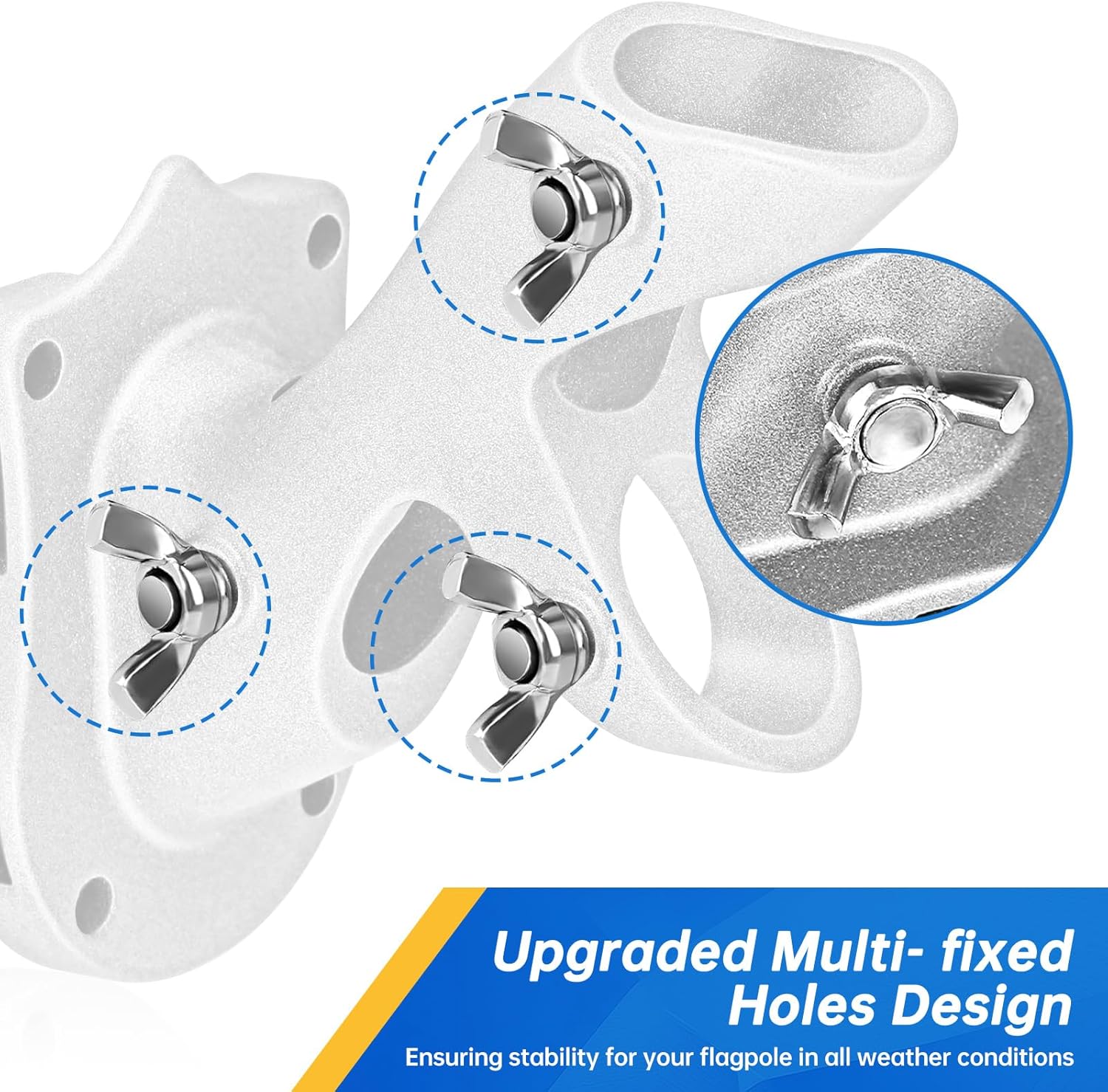 Flag Pole Holder, Flag Pole Brackets Mount Outside House Heavy-Duty Aluminum Metal Rust Proof Bracket 1" Inner Diameter 2 Positions with Hardwares for Outdoor Wall Mounting Porch Silver-1 Pack